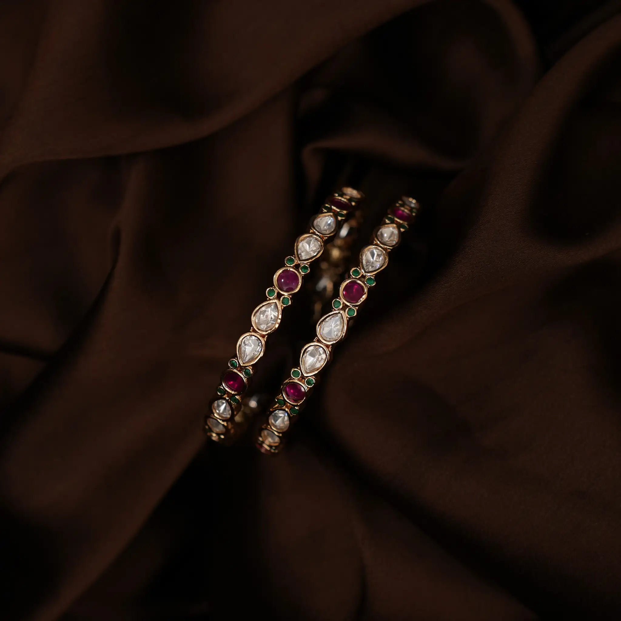 Darsya Polki Bangles - Red