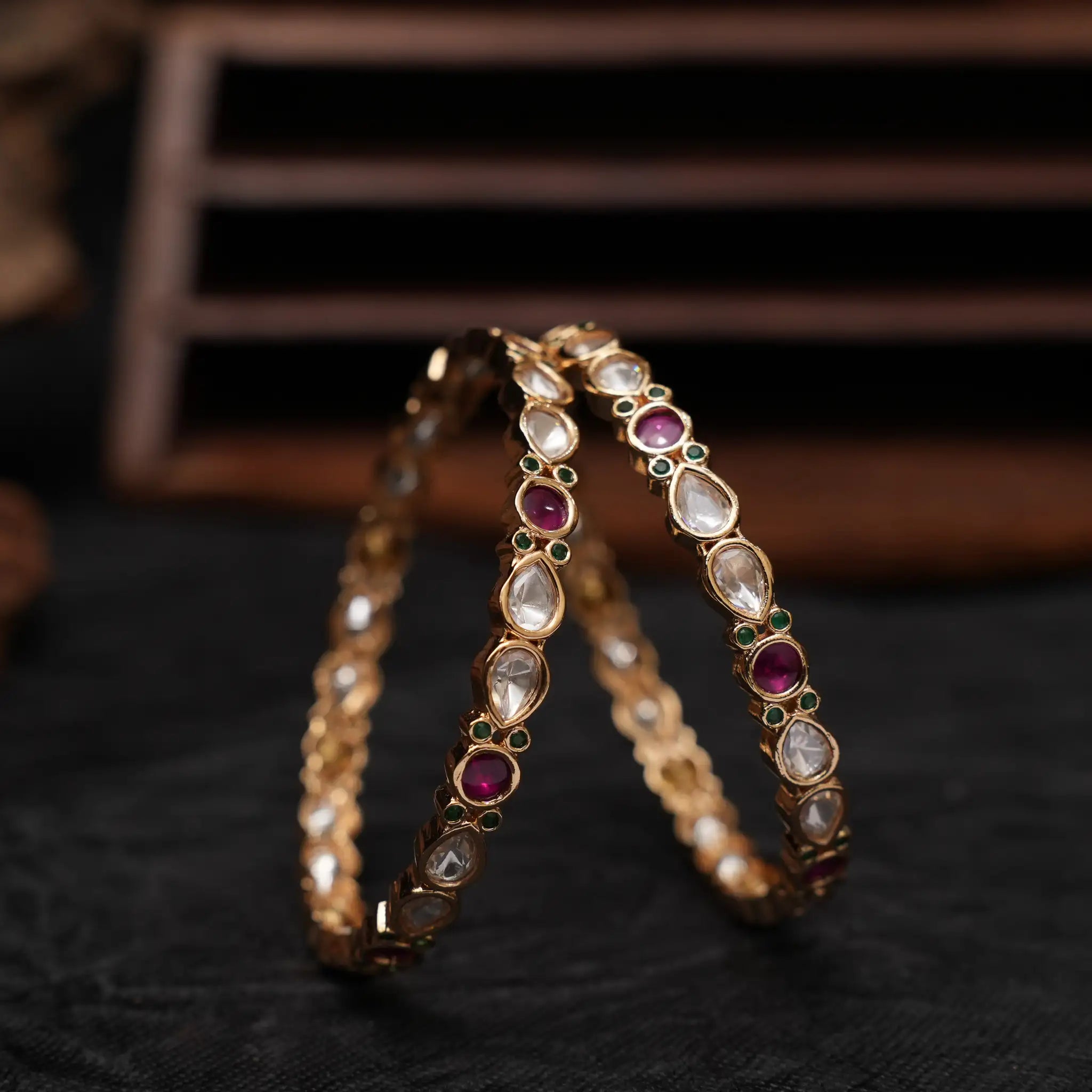 Darsya Polki Bangles - Red