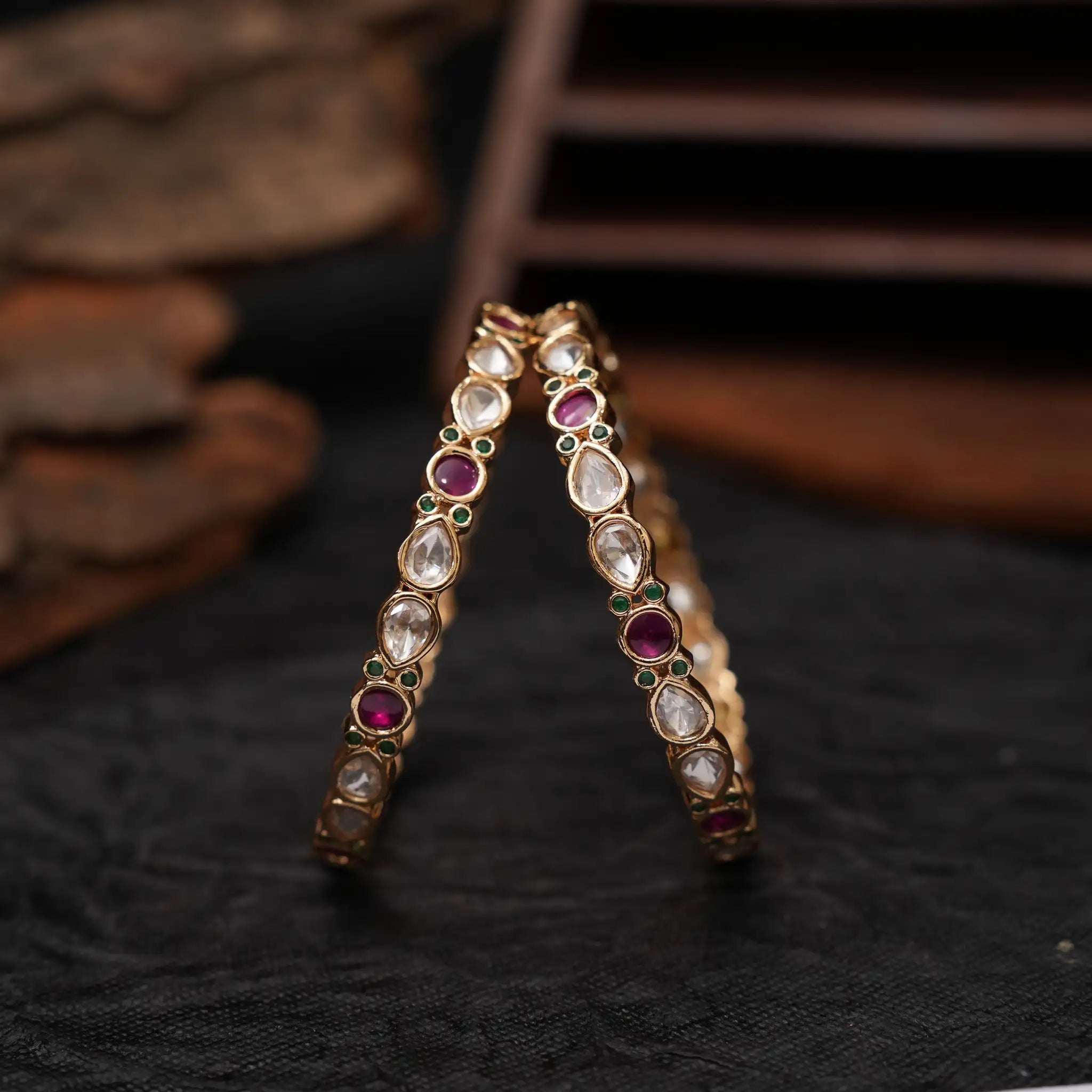 Darsya Polki Bangles - Red