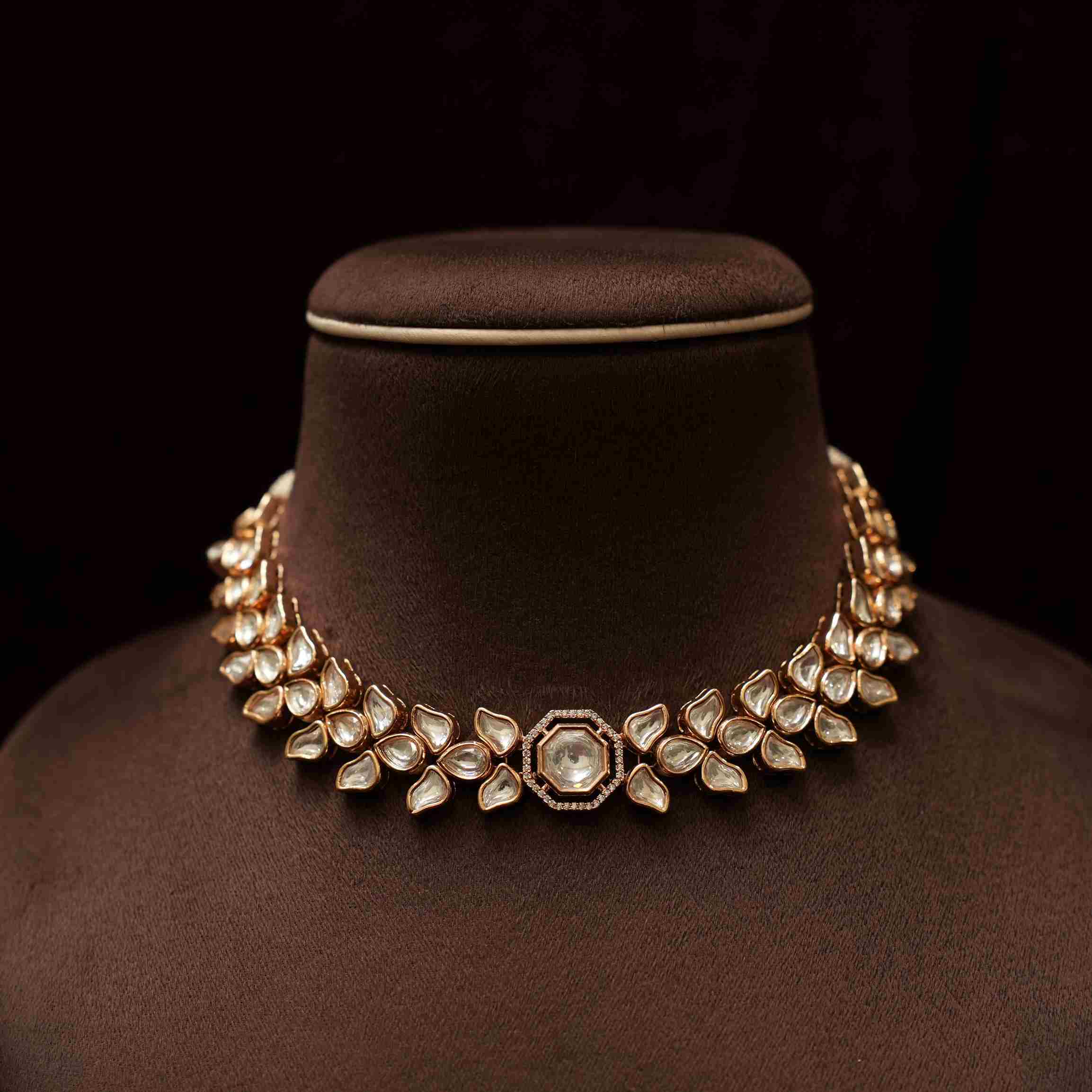 Daya Designer Polki Necklace - White