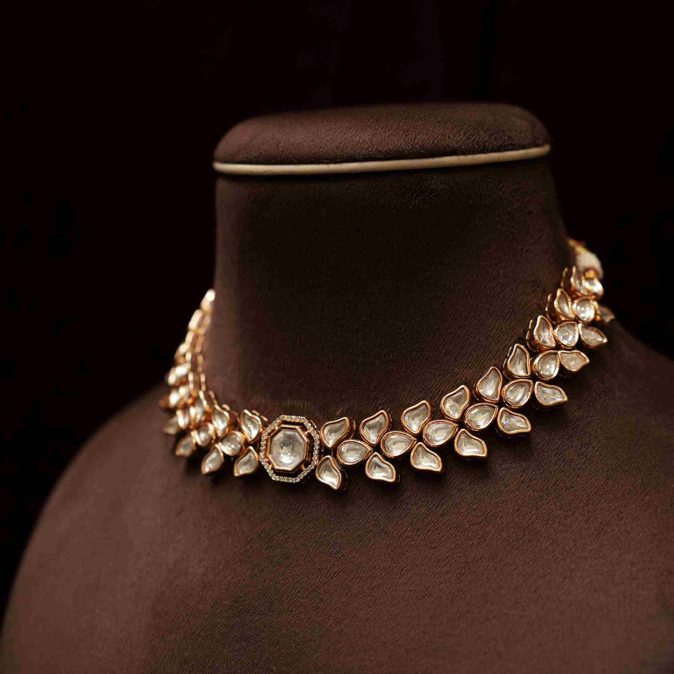 Daya Designer Polki Necklace - White