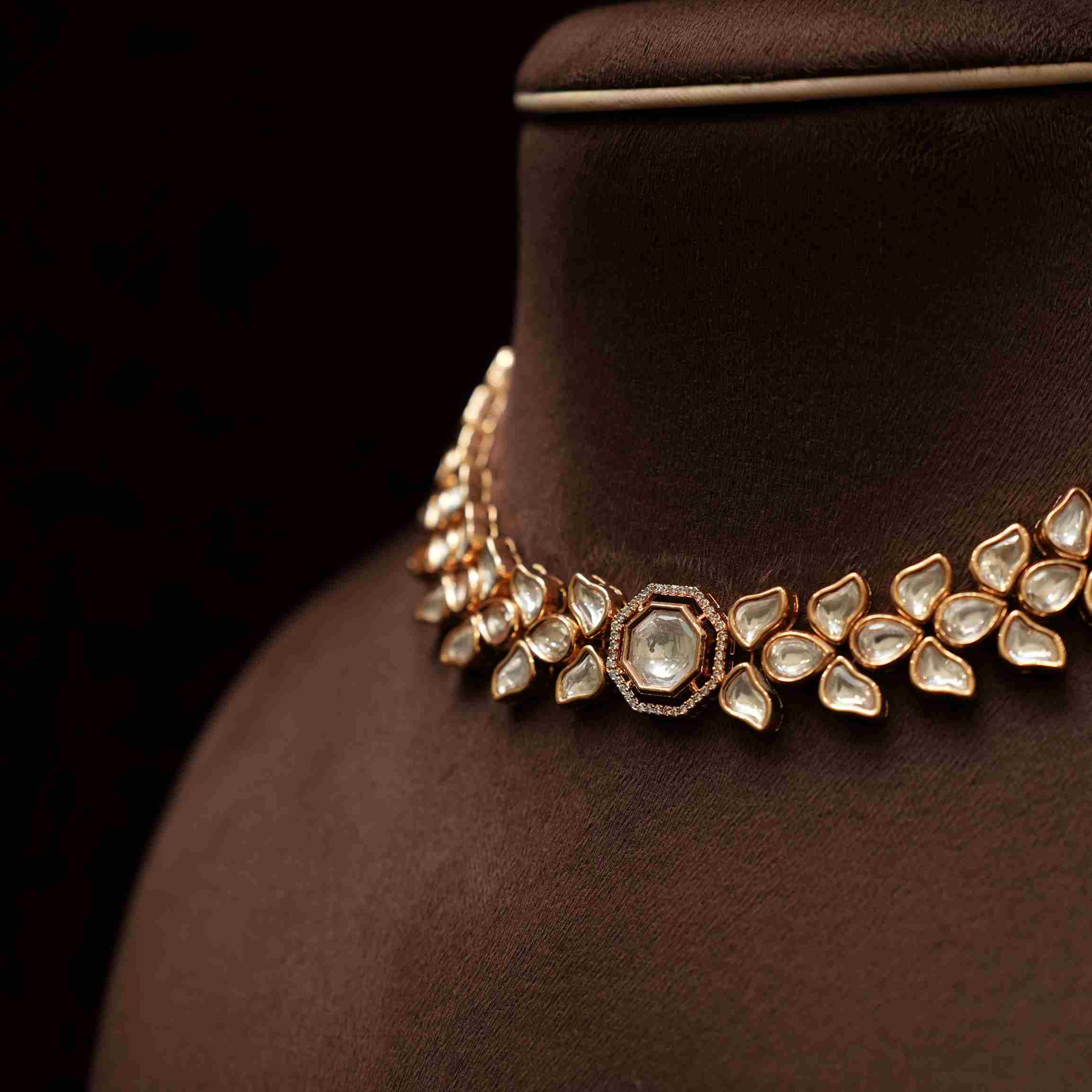 Daya Designer Polki Necklace - White