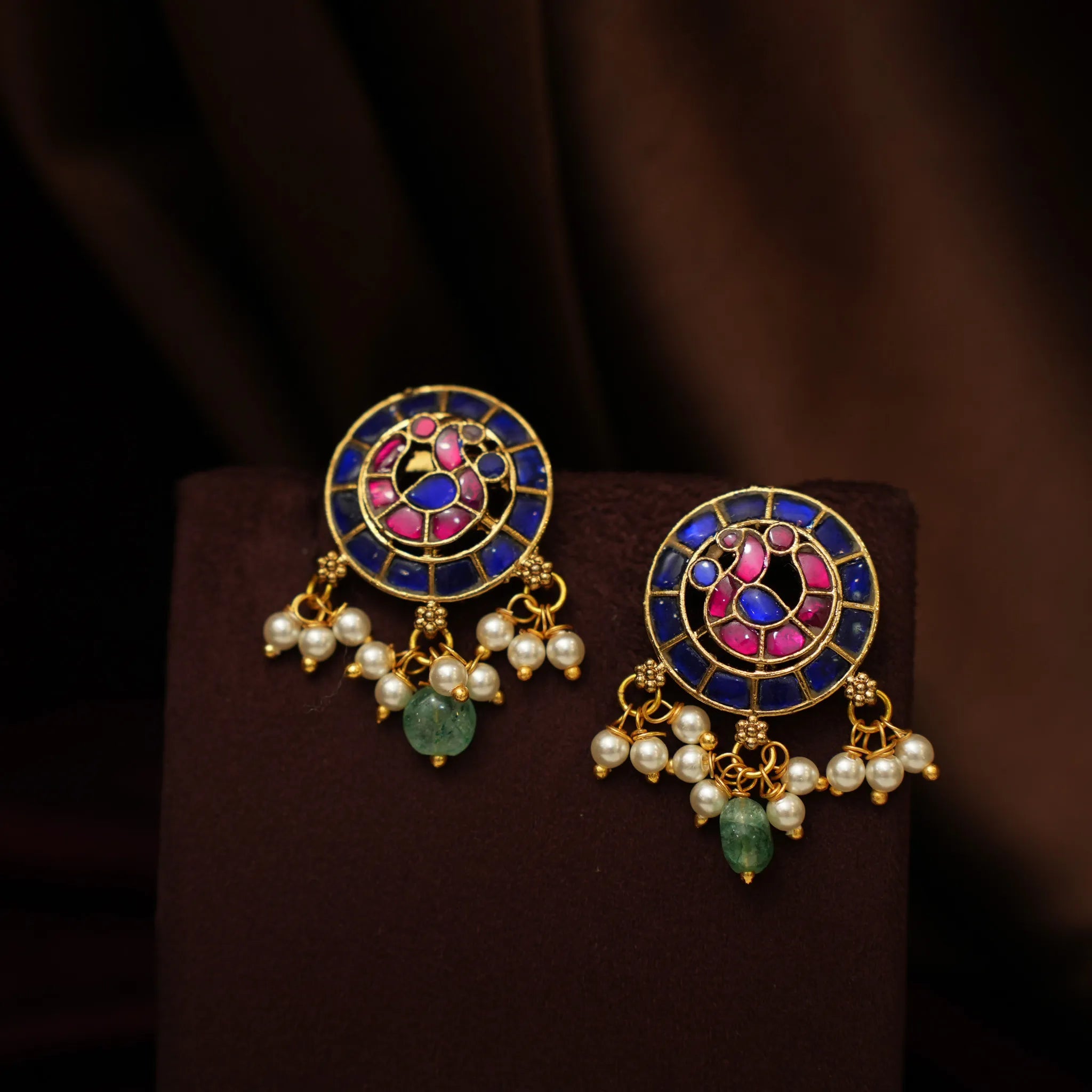 Devara Pearl Polki Choker - Blue