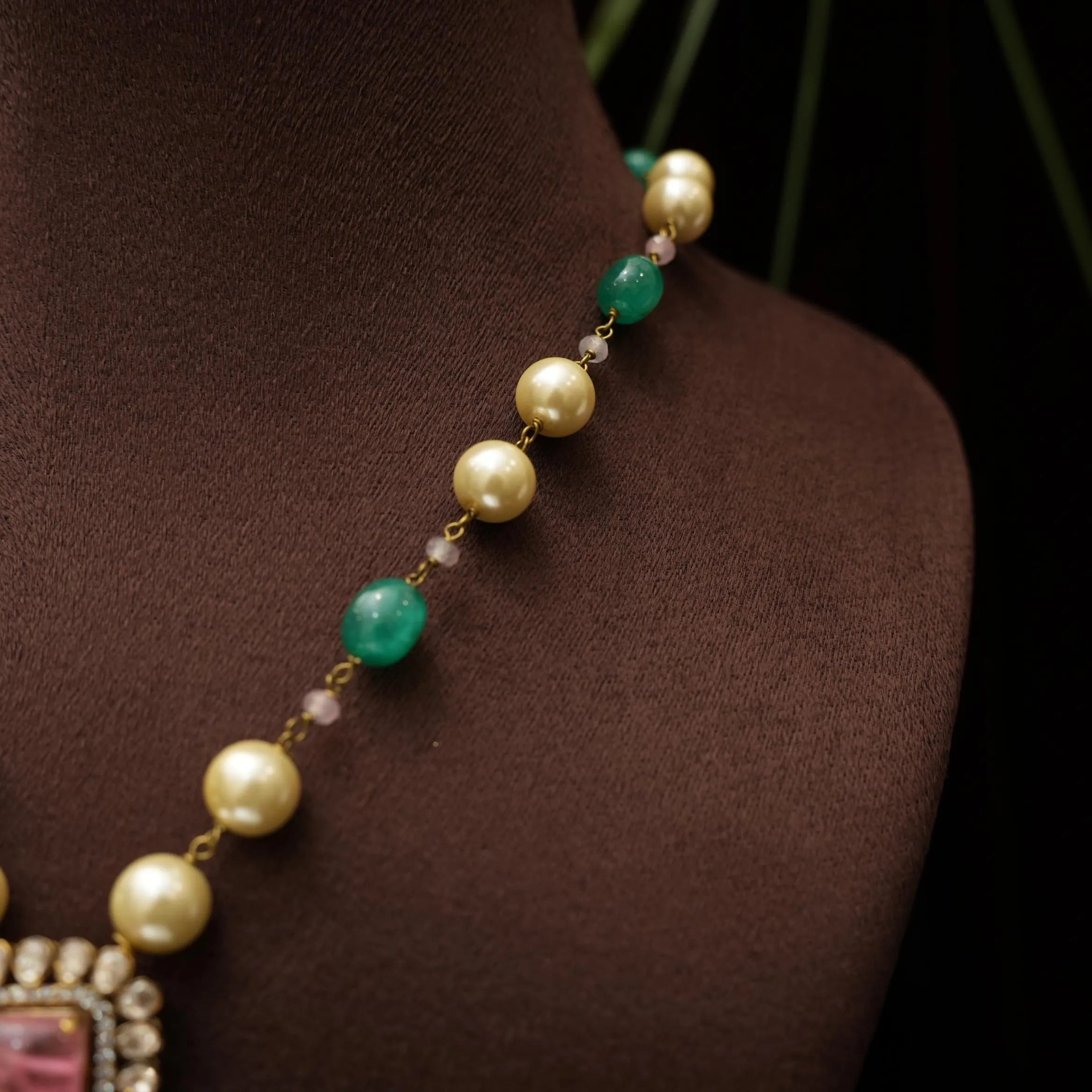 Dhara Beaded Necklace - Pink & Green