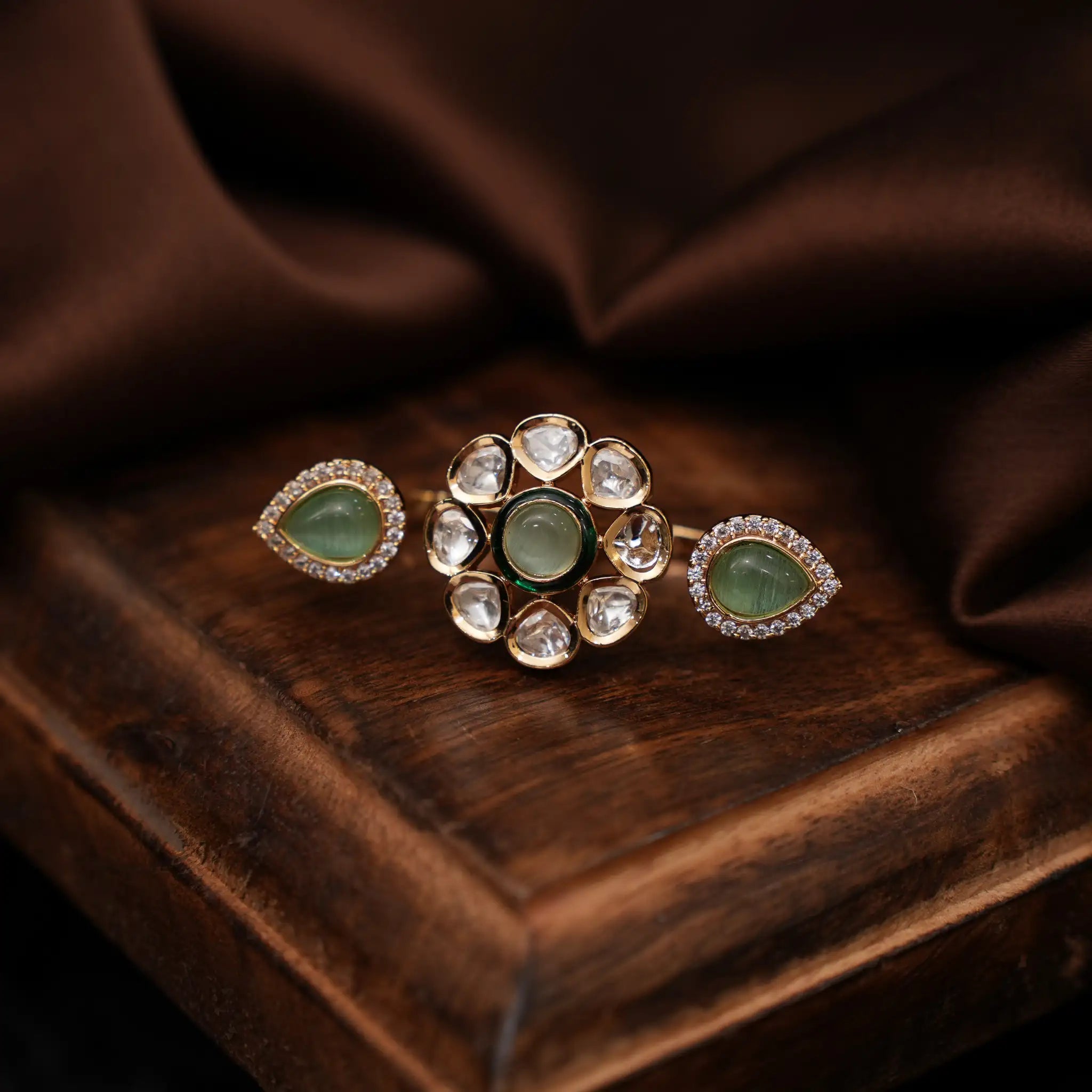 Dhriti Polki Ring - Pastel Green