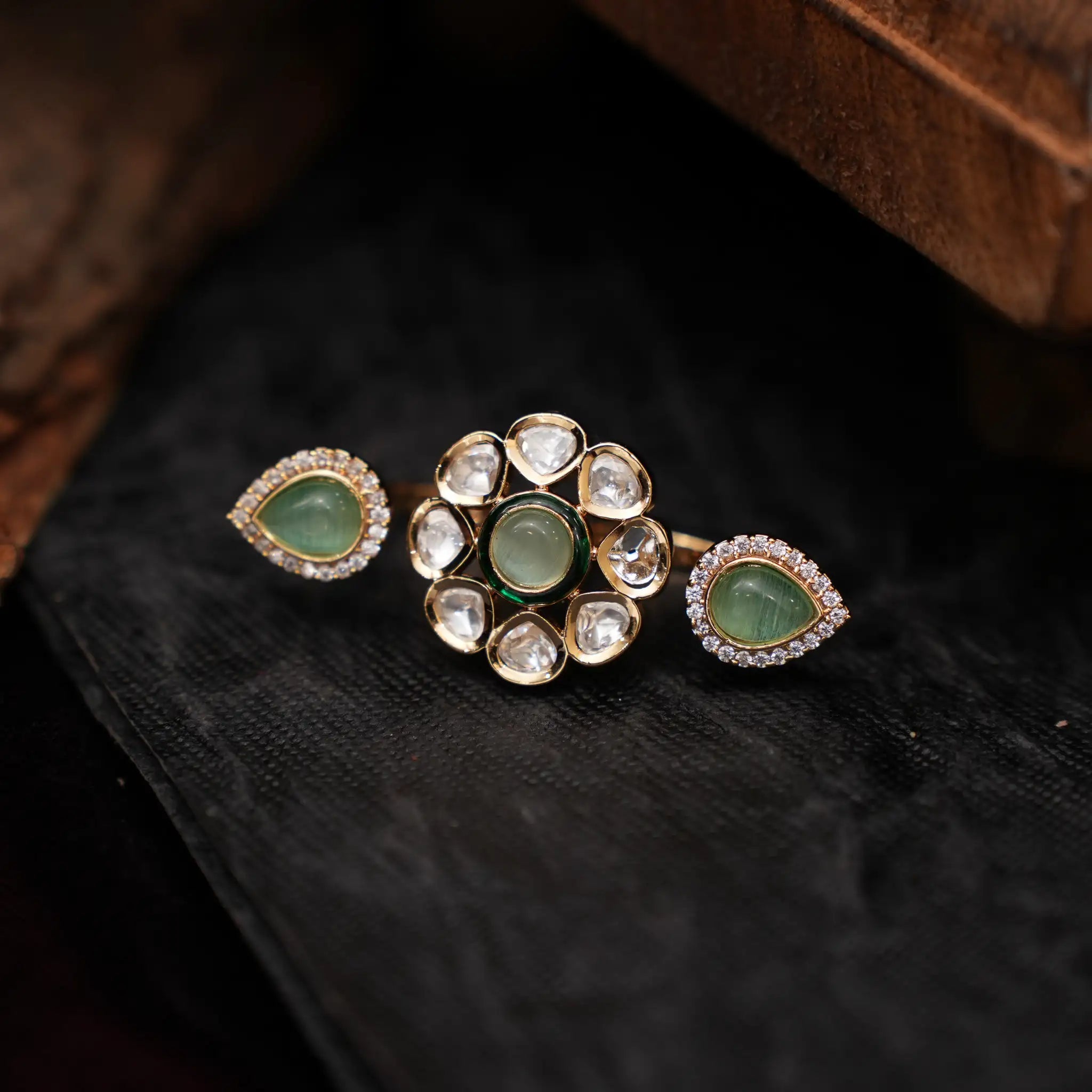Dhriti Polki Ring - Pastel Green
