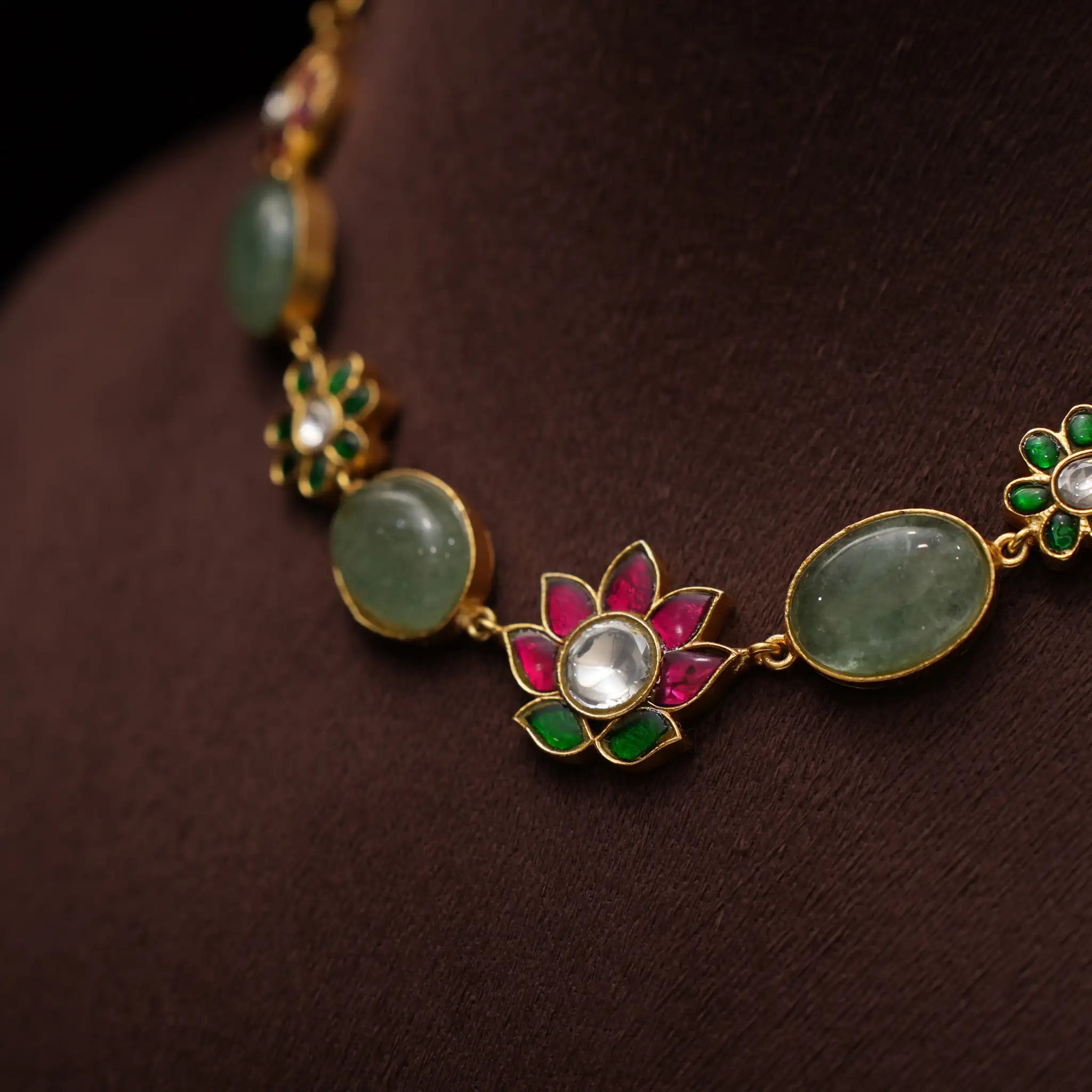 Dhwani Polki Choker - Light Green