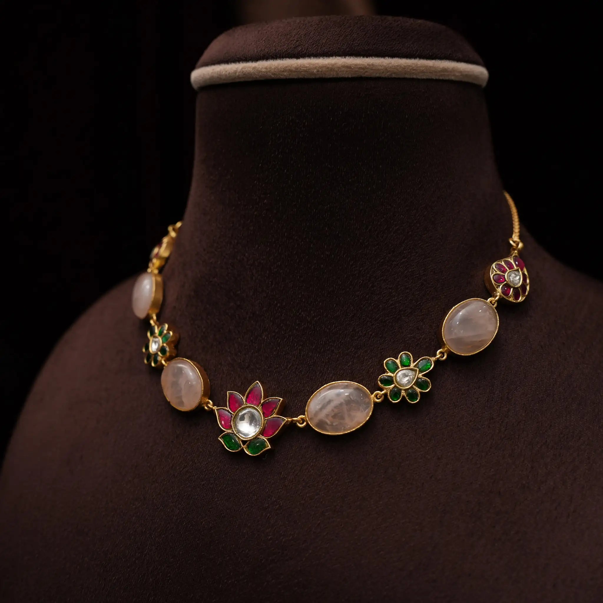 Dhwani Polki Choker - Light Pink