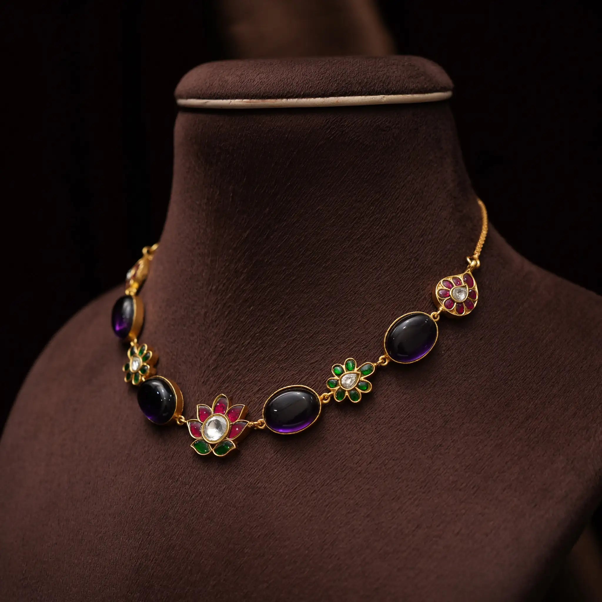 Dhwani Polki Choker - Purple