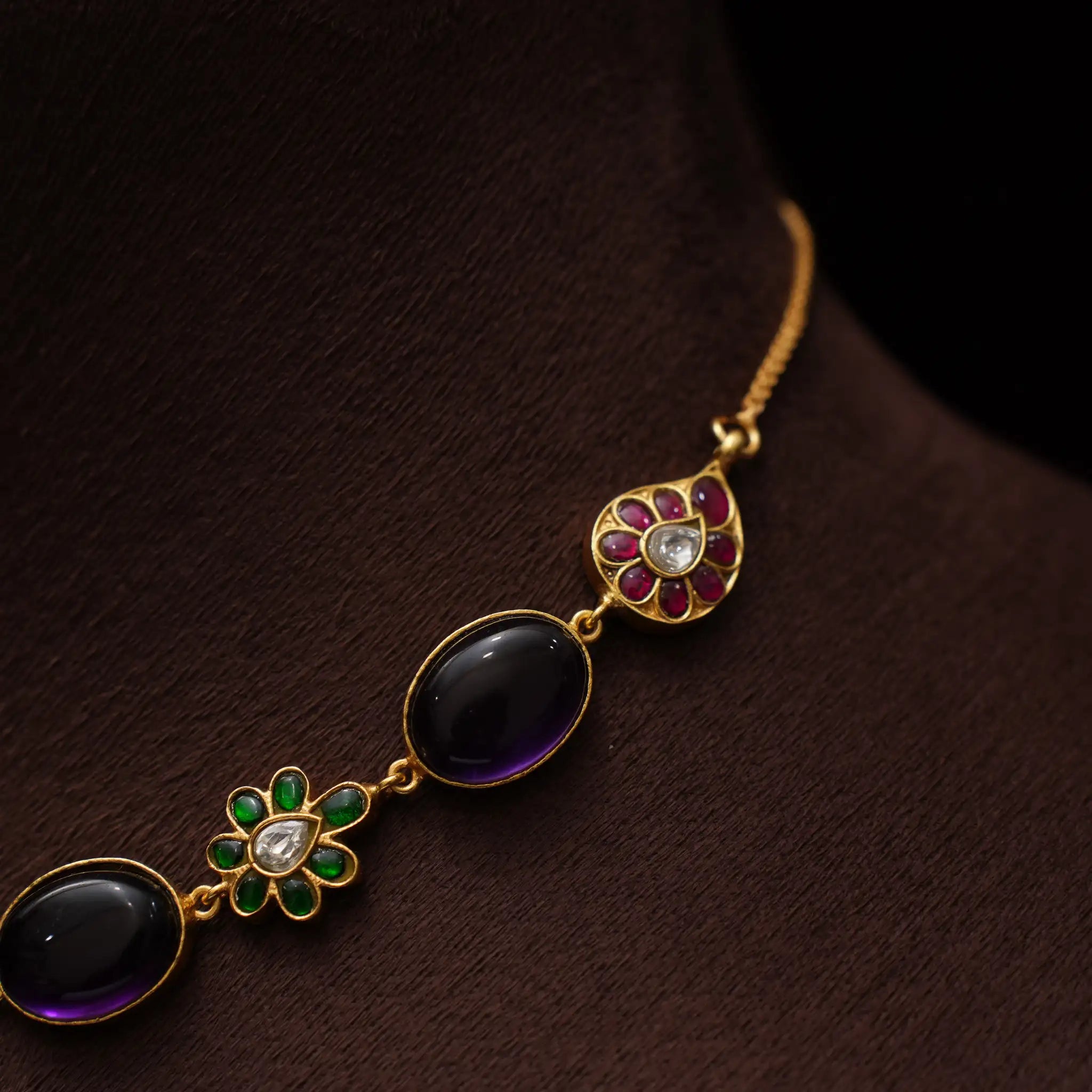 Dhwani Polki Choker - Purple