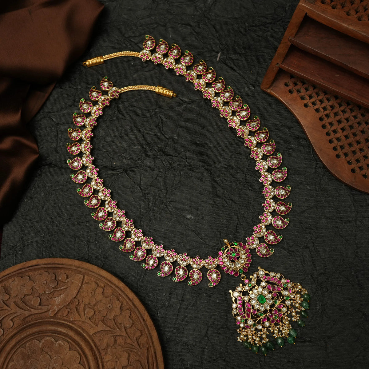 Dhwani Polki Mango Necklace - Long