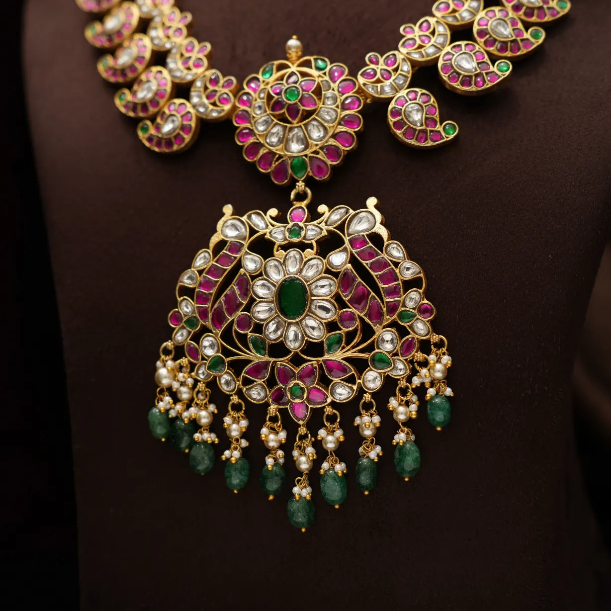 Dhwani Polki Mango Necklace