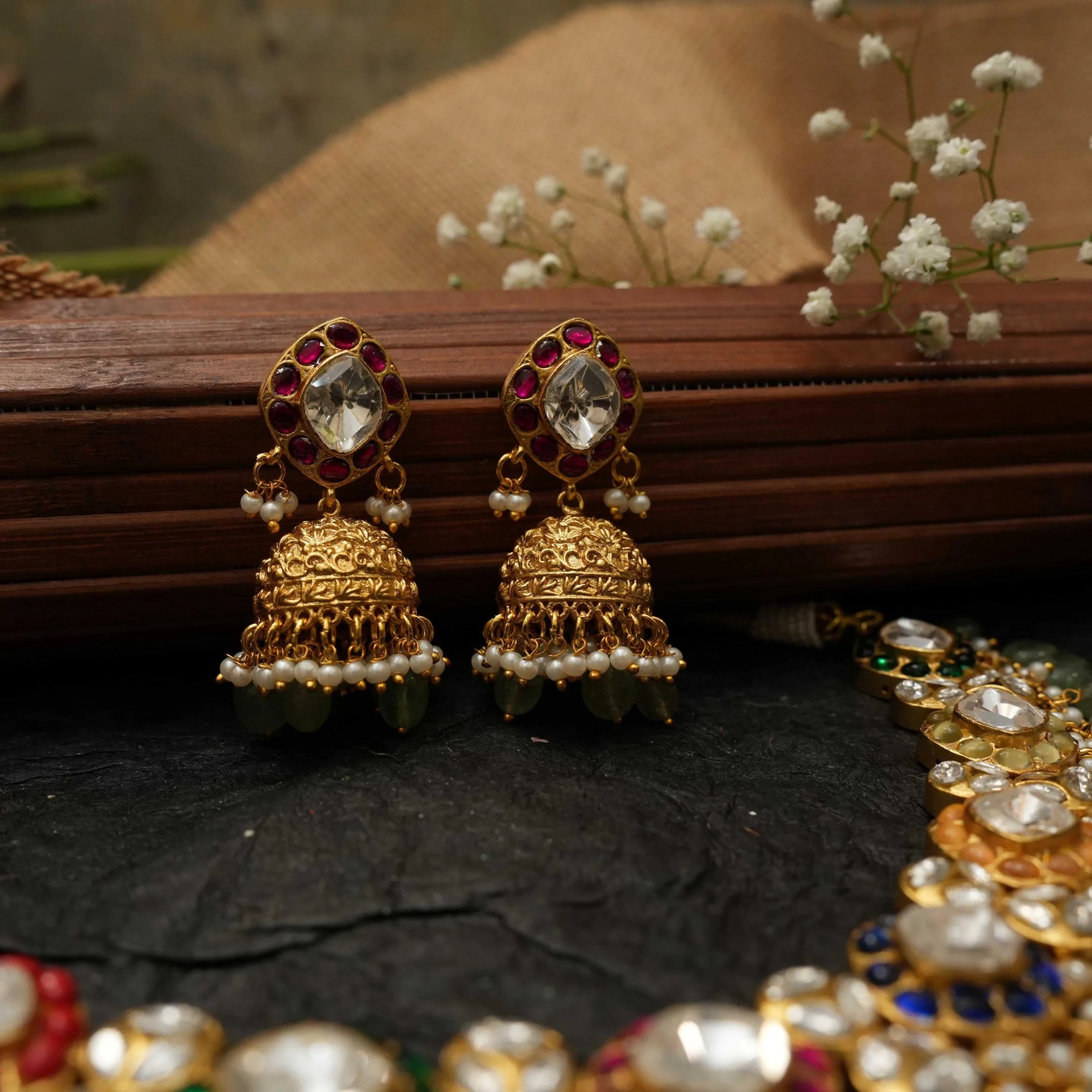 Disha Multicolor Polki Choker - Green