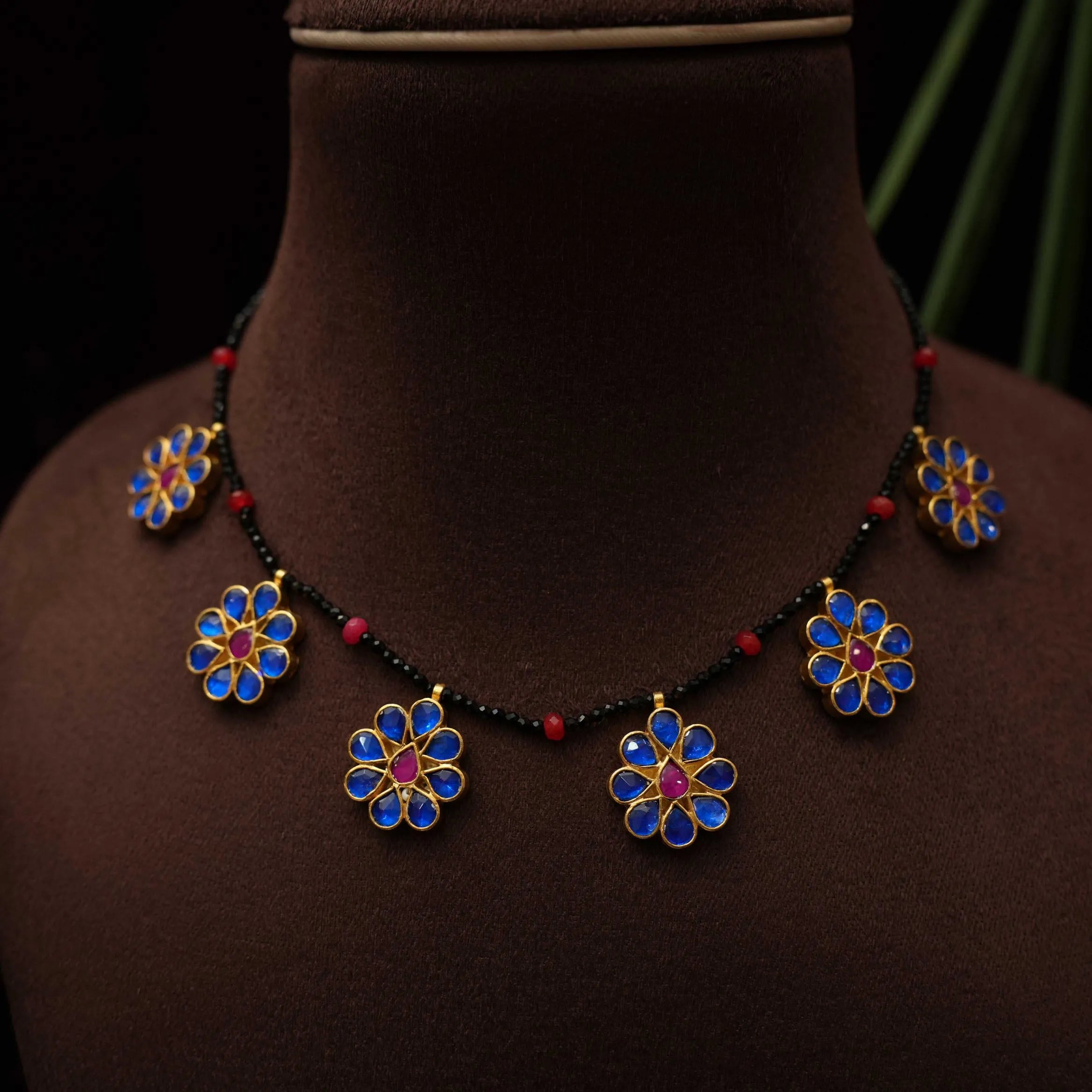 Divya Kemp Beaded Necklace - Blue