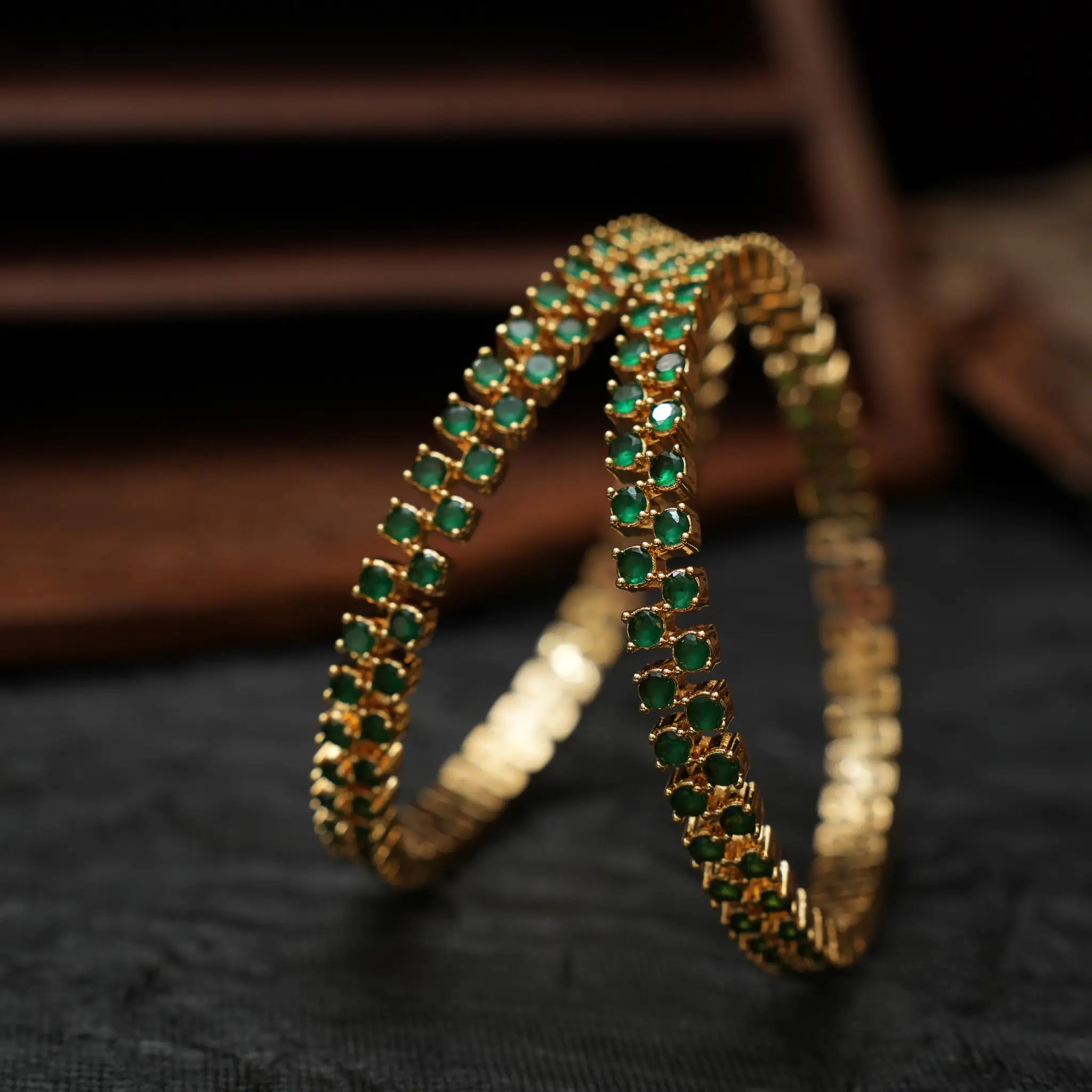Diya Zircon Bangles - Green