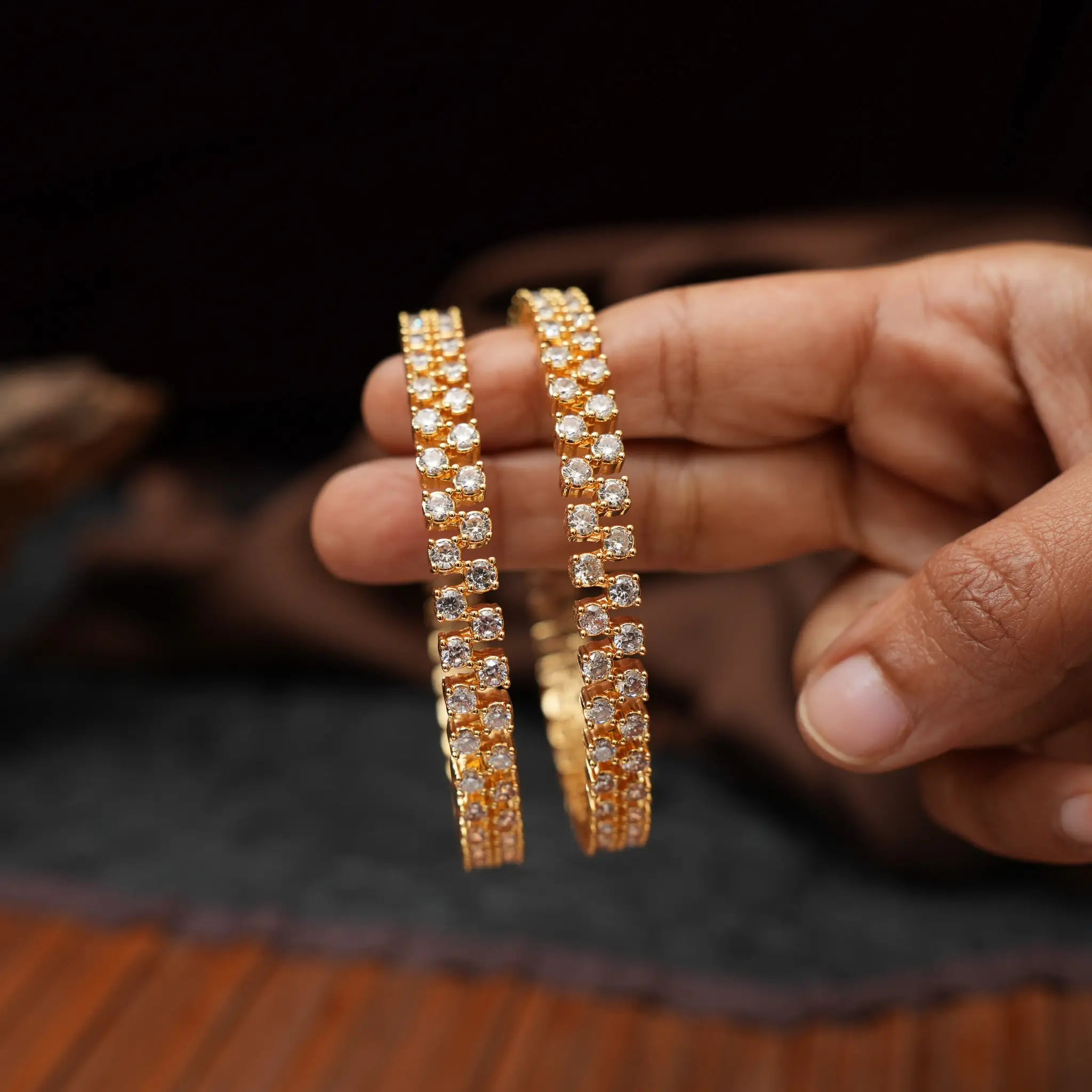 Diya Zircon Bangles - White