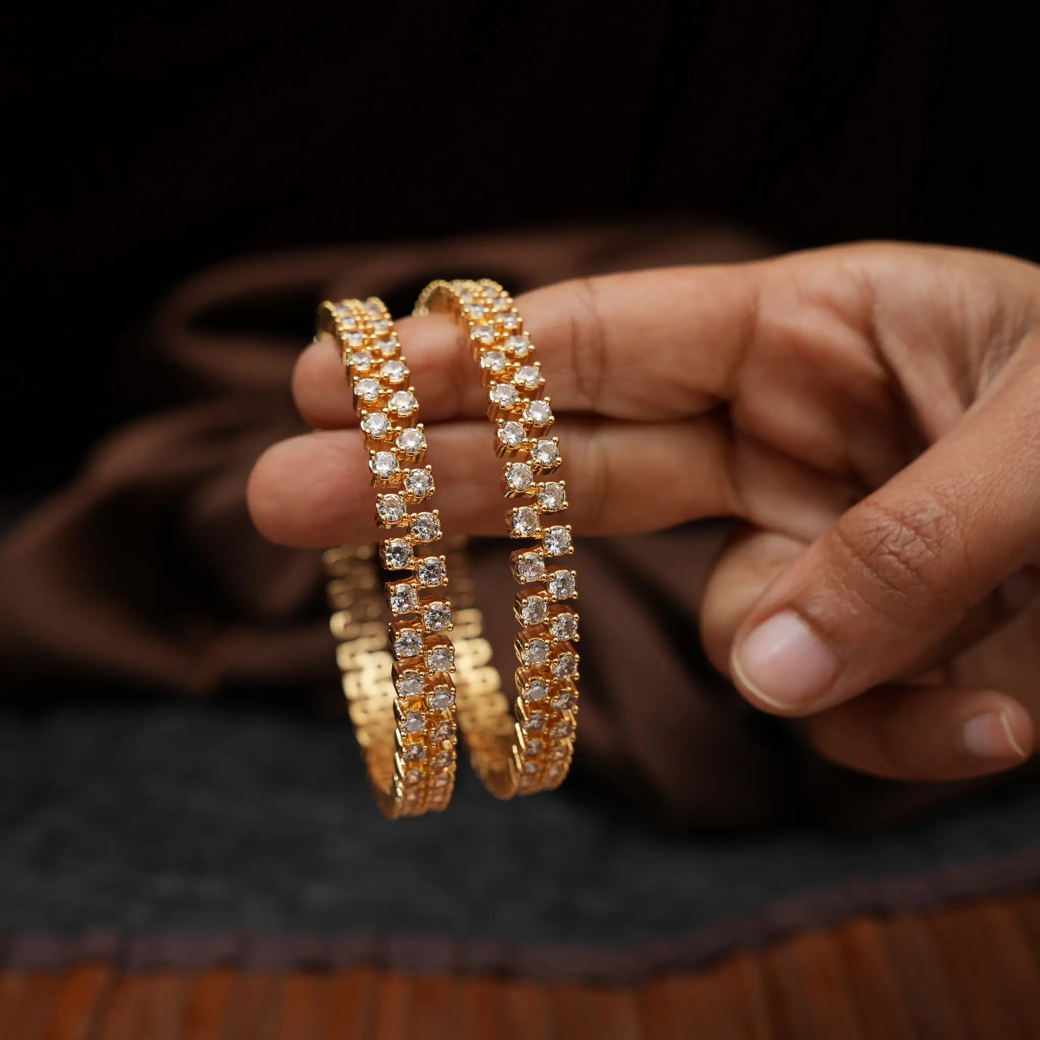 Diya Zircon Bangles - White