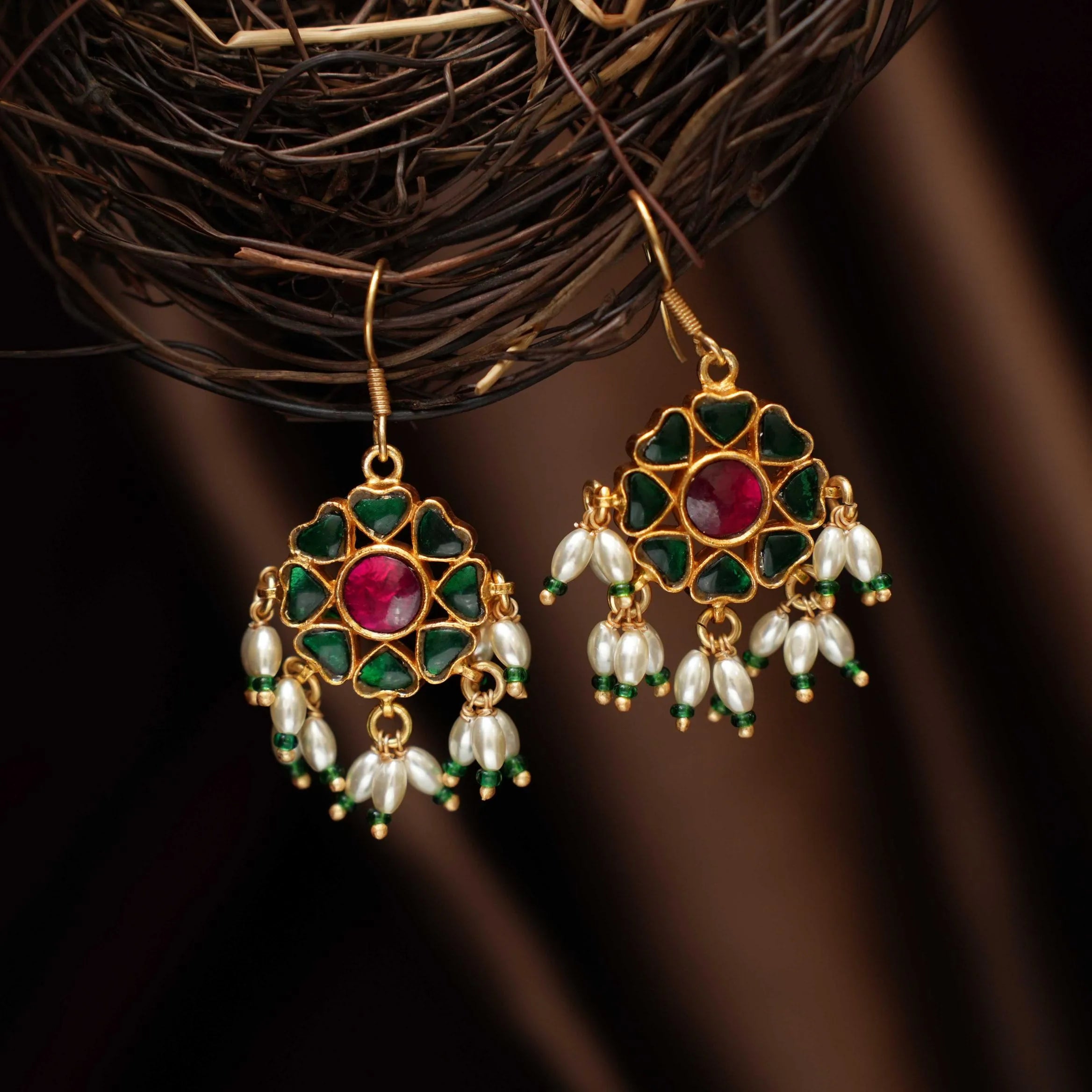 Doyel Silver Hoop Earrings - Green