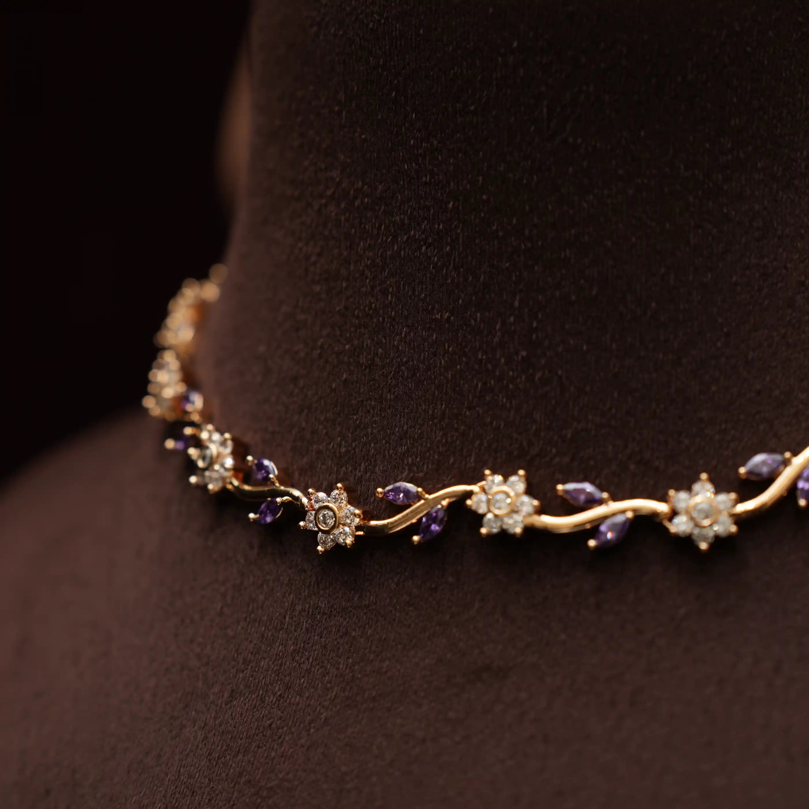 Drishti Zircon Necklace - Purple