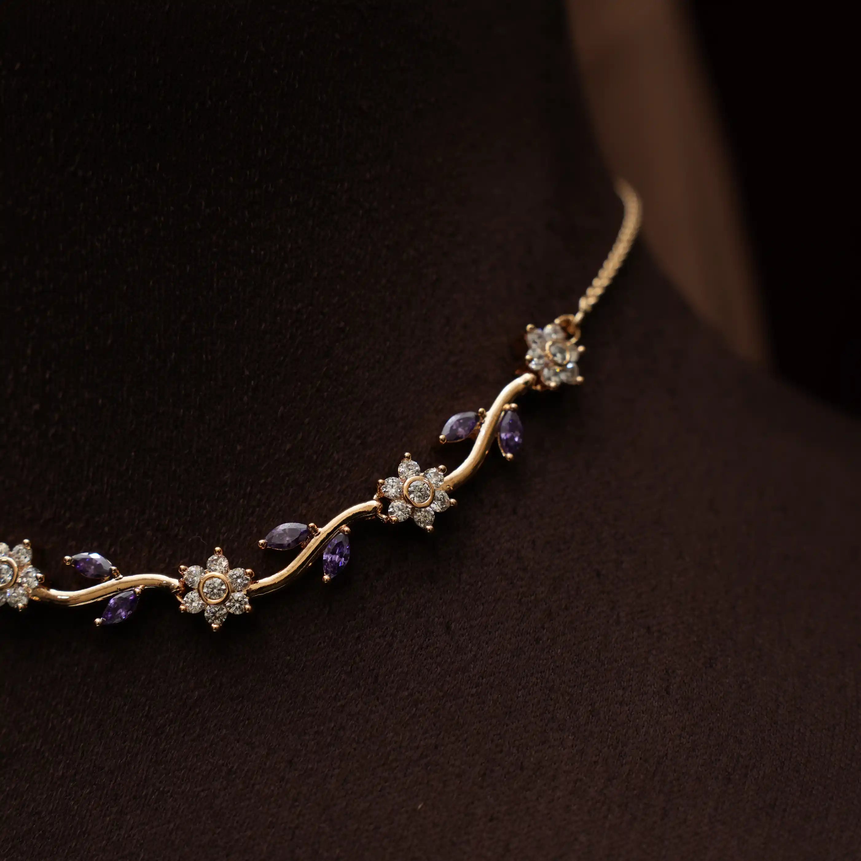 Drishti Zircon Necklace - Purple