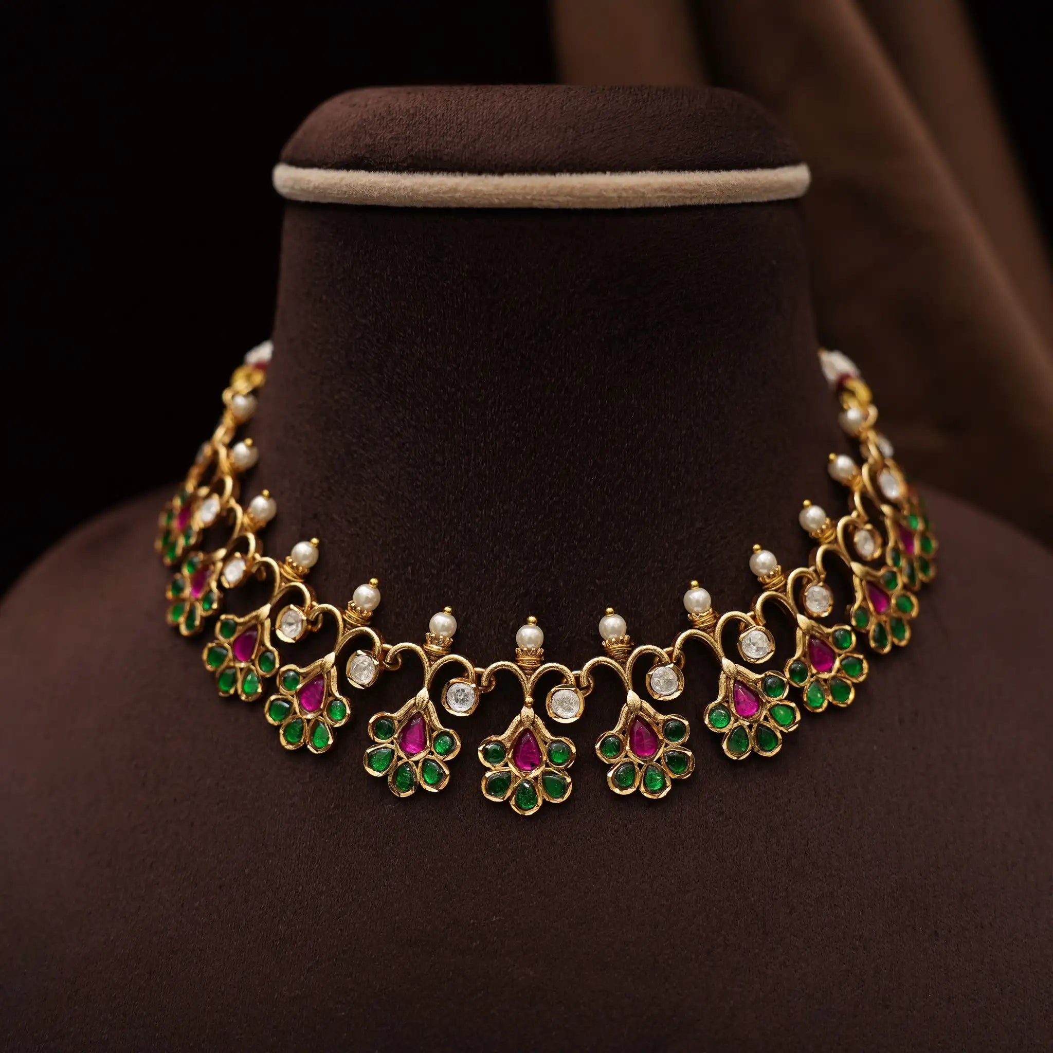 Drithi Polki Necklace - Green