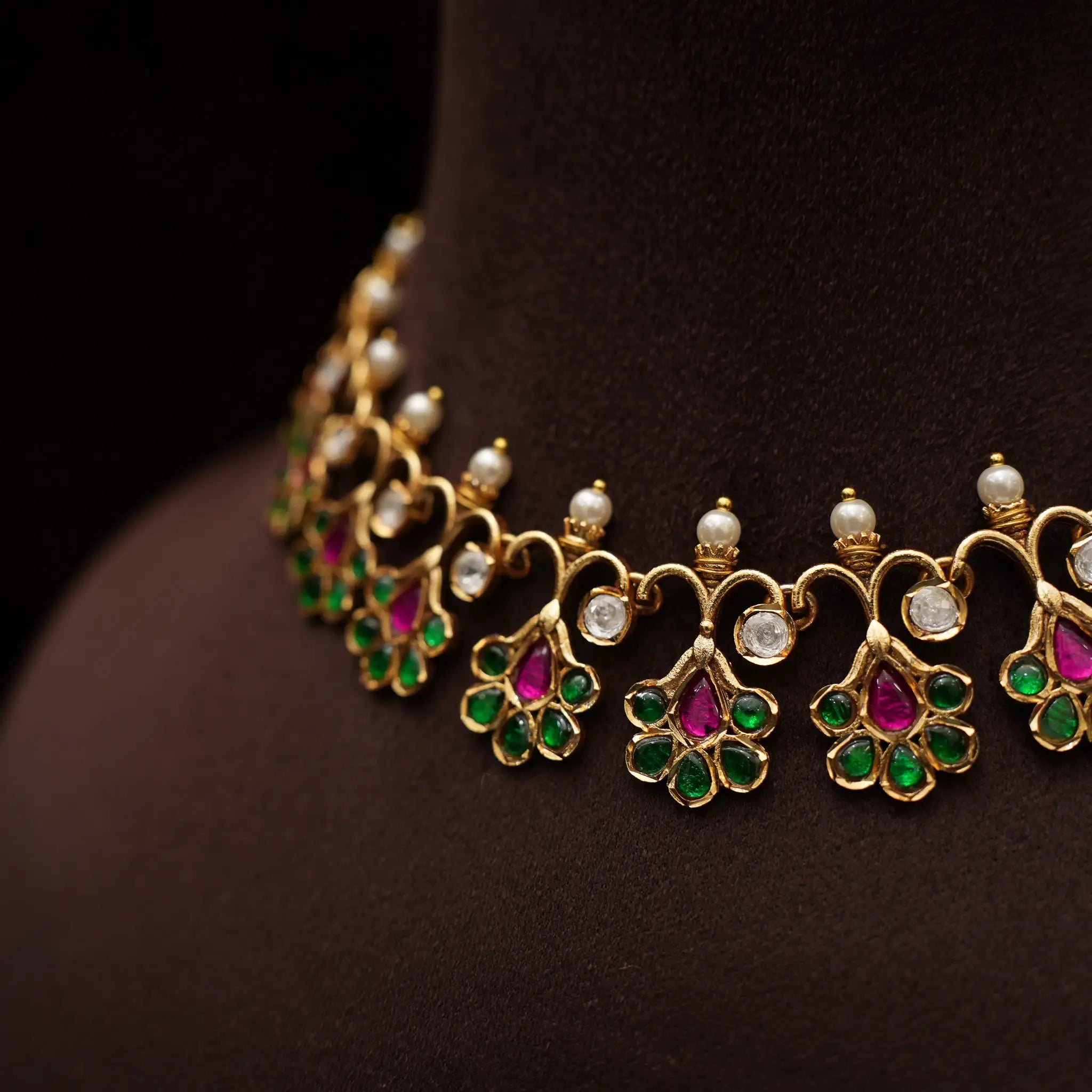 Drithi Polki Necklace - Green