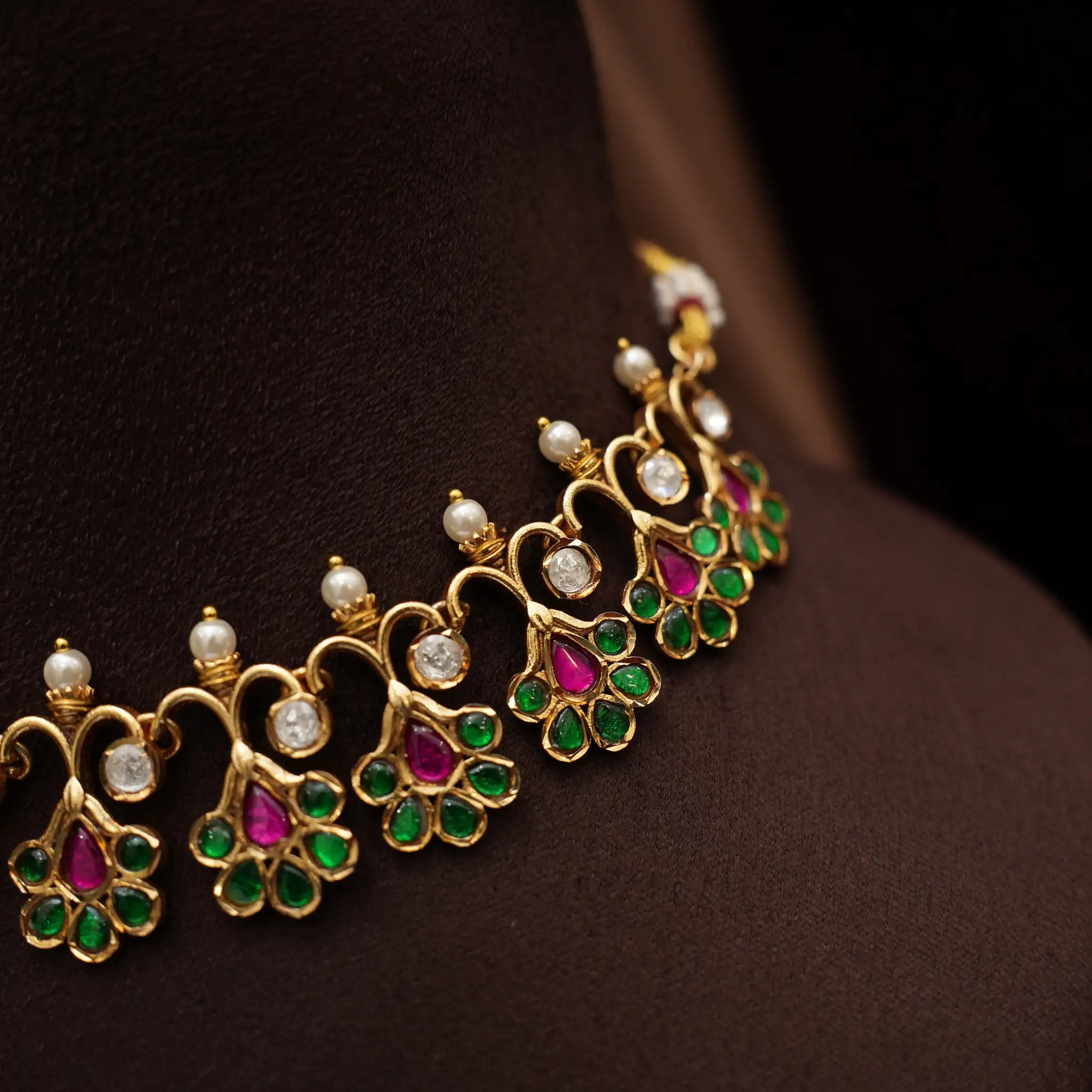 Drithi Polki Necklace - Green