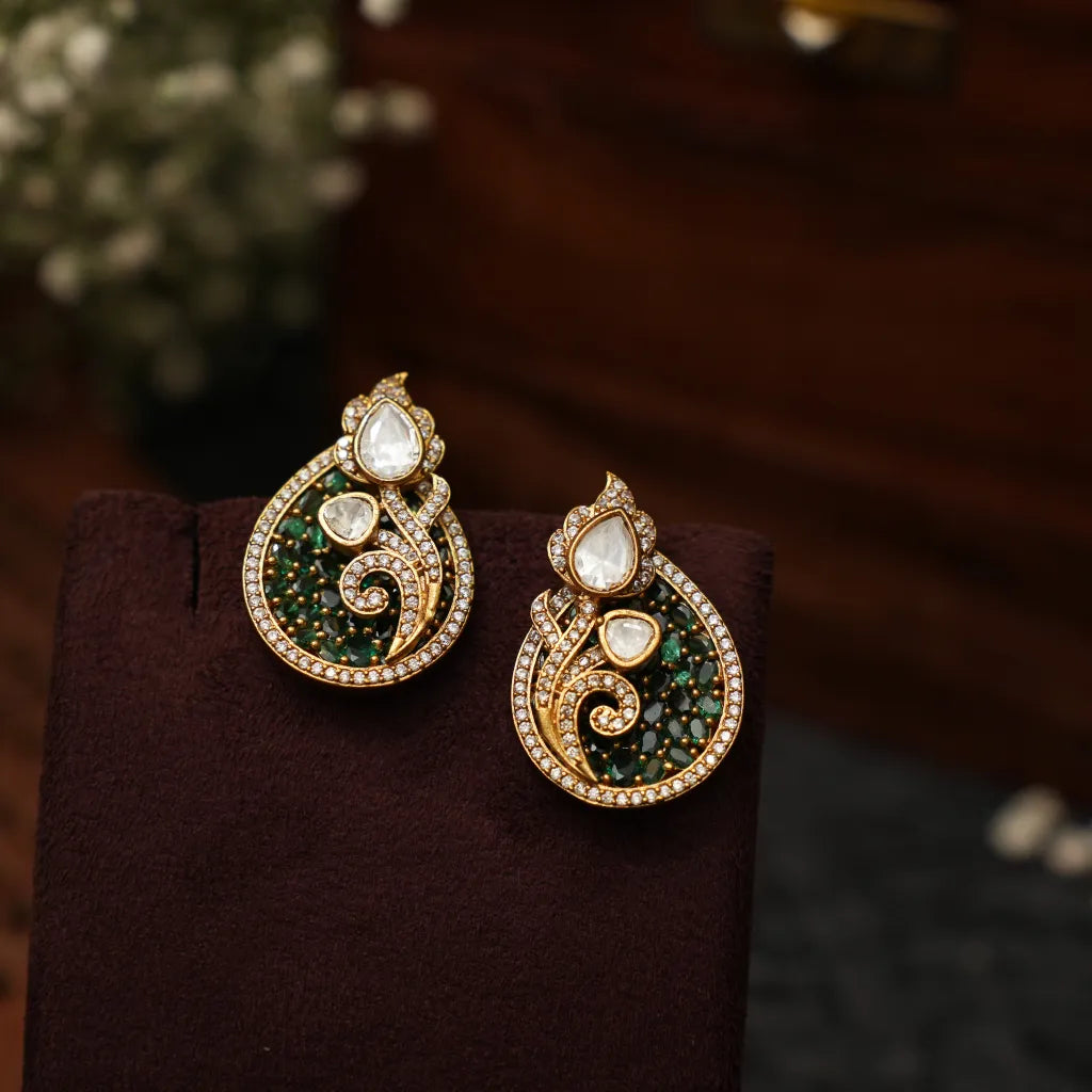 Druhi Polki Ear Stud - Green