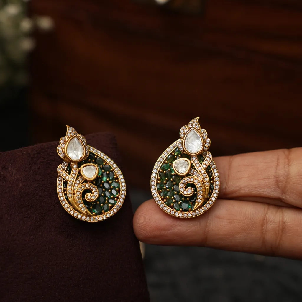 Druhi Polki Ear Stud - Green