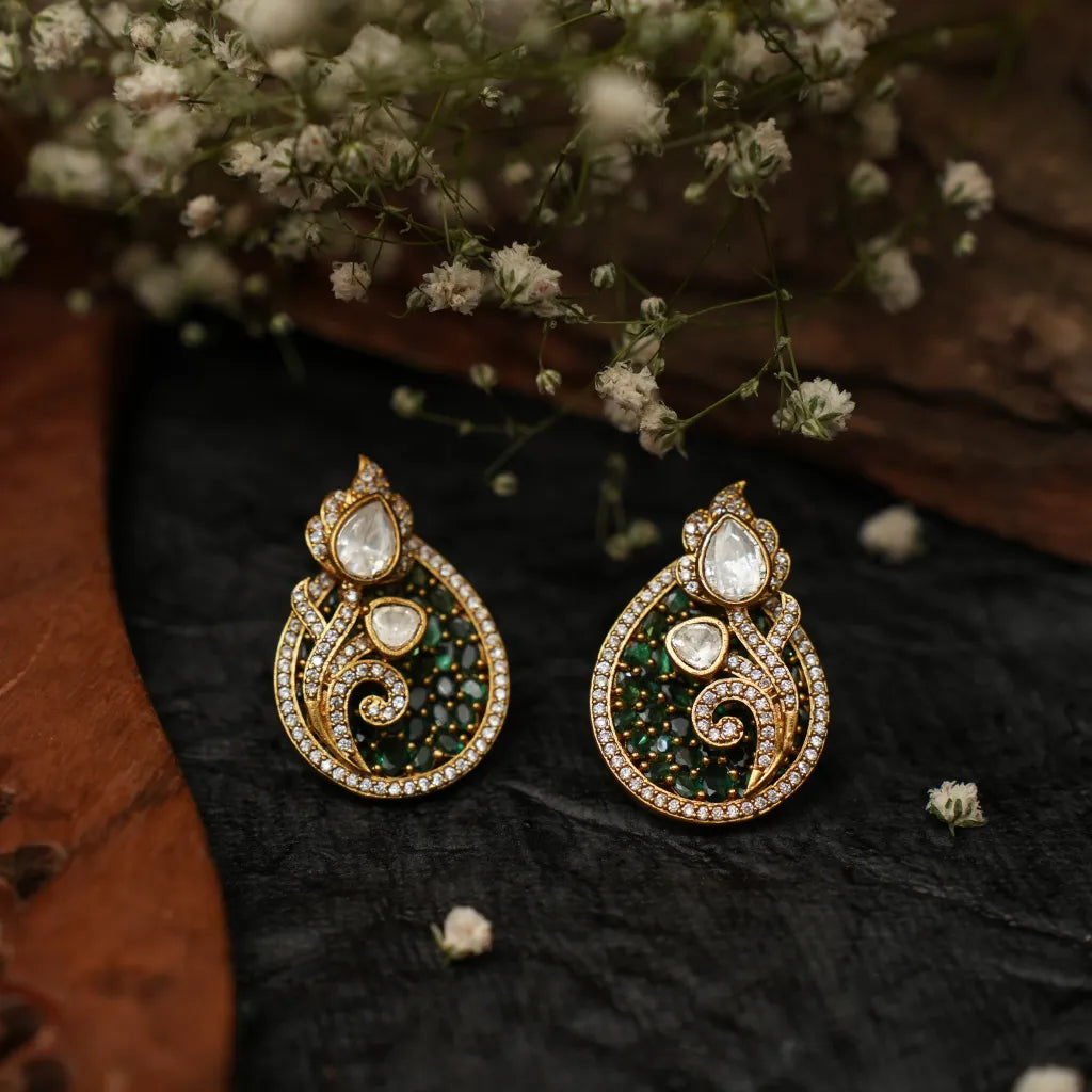Druhi Polki Ear Stud - Green