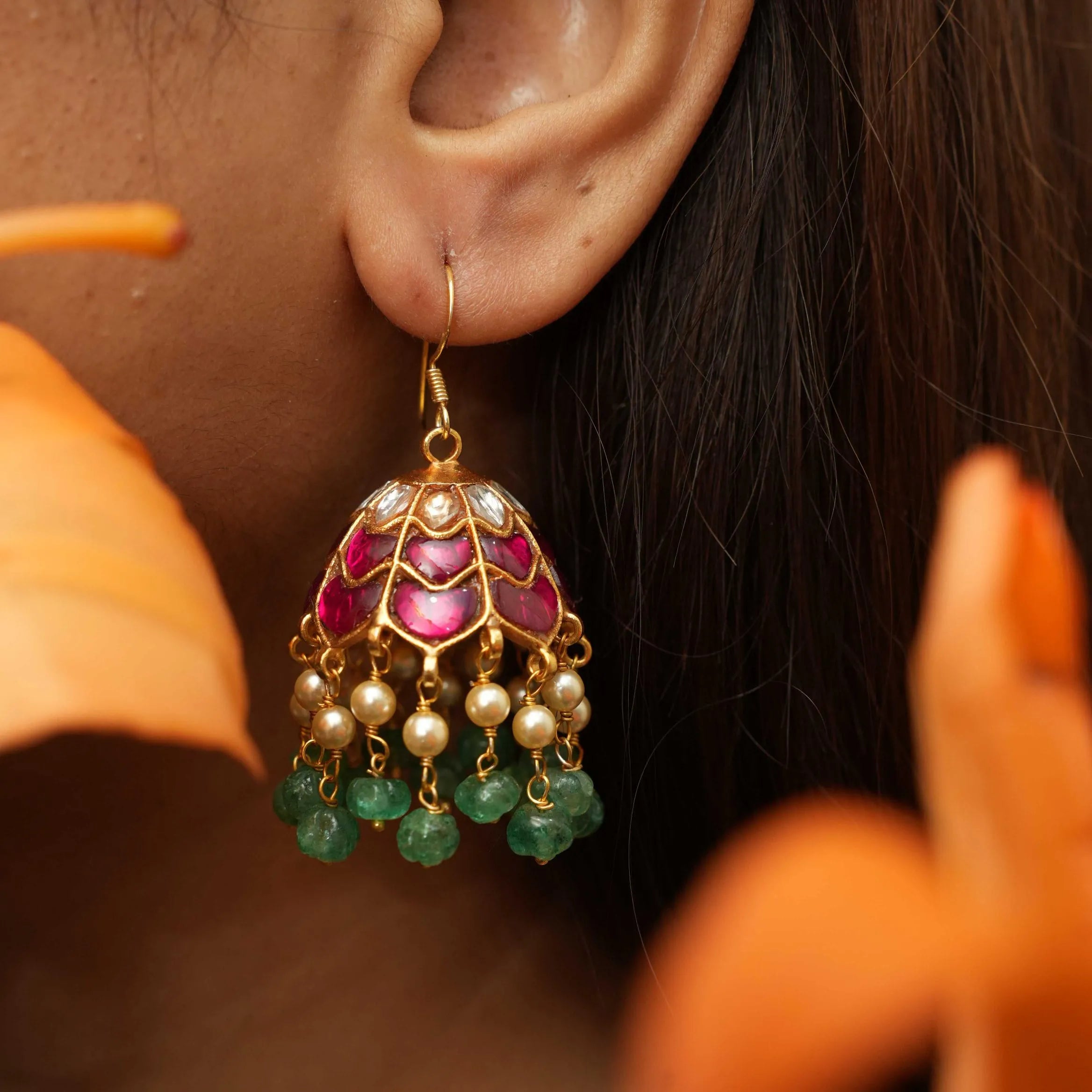 Duhira Silver Jhumka Earrings