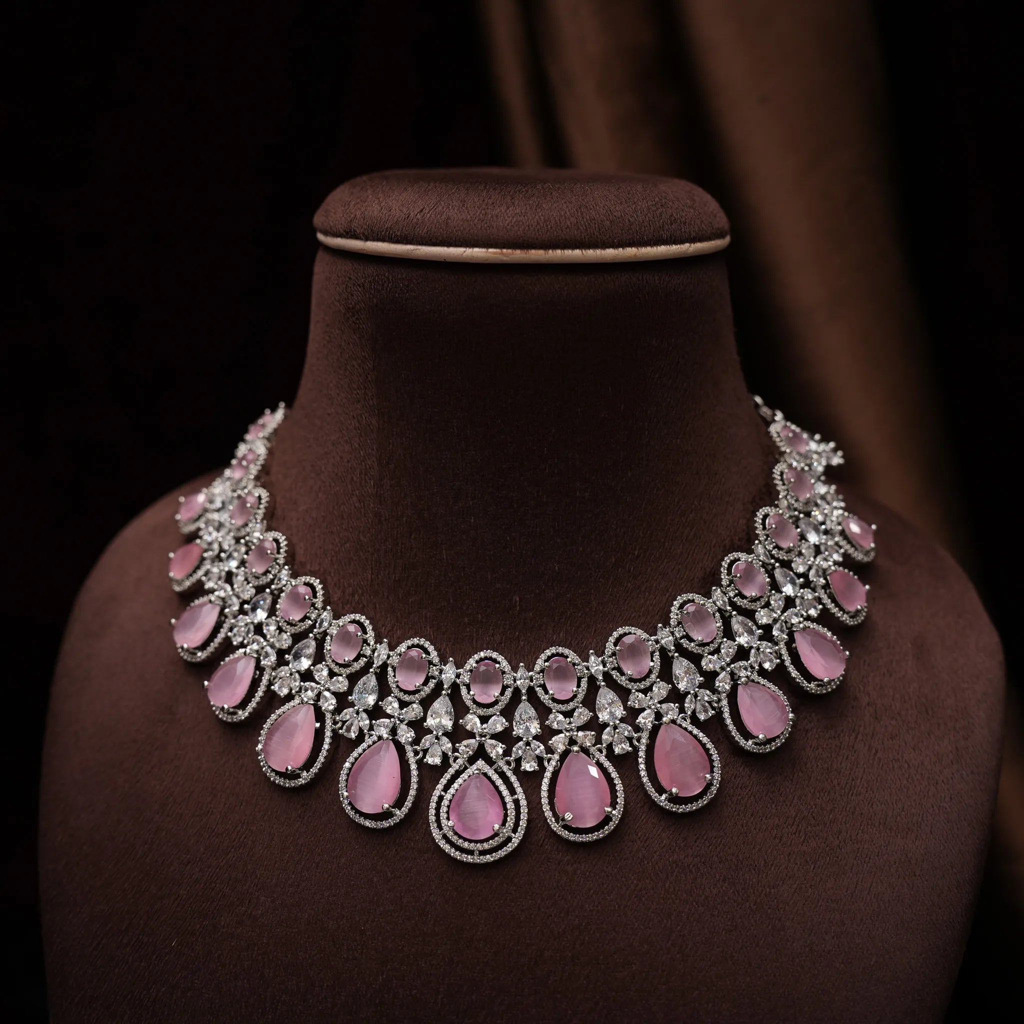 Dulice Zircon Necklace - Pink
