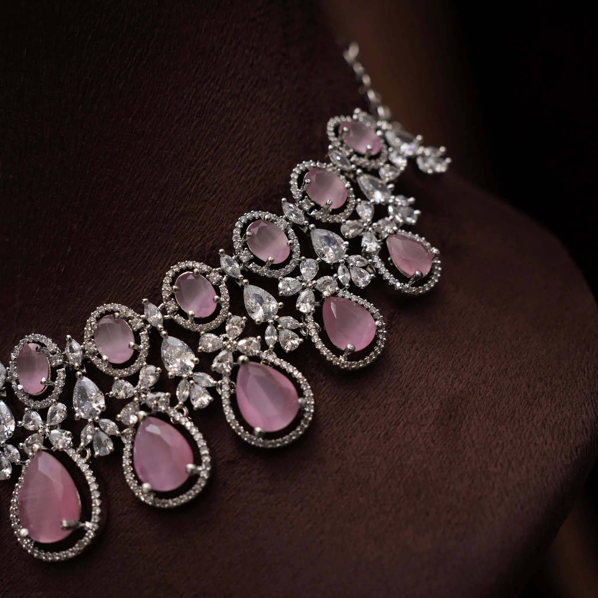 Dulice Zircon Necklace - Pink