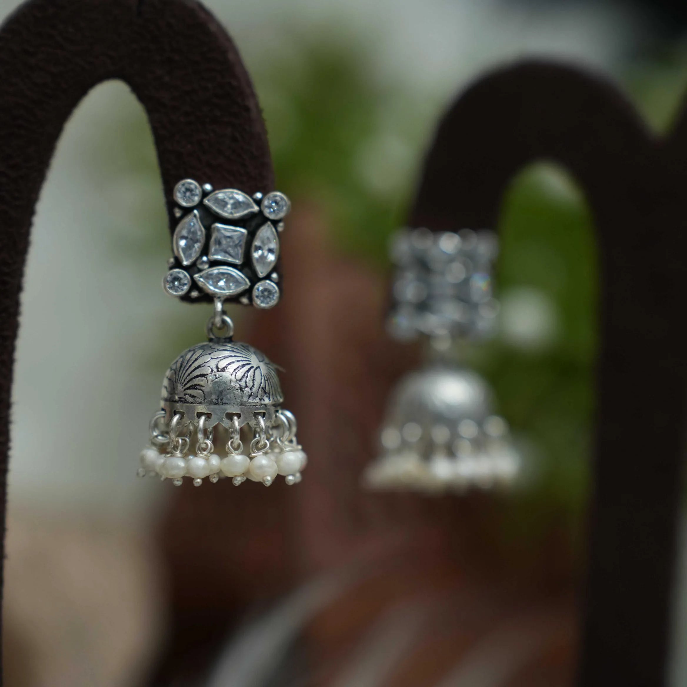 Eesha Silver Jhumka Earrings