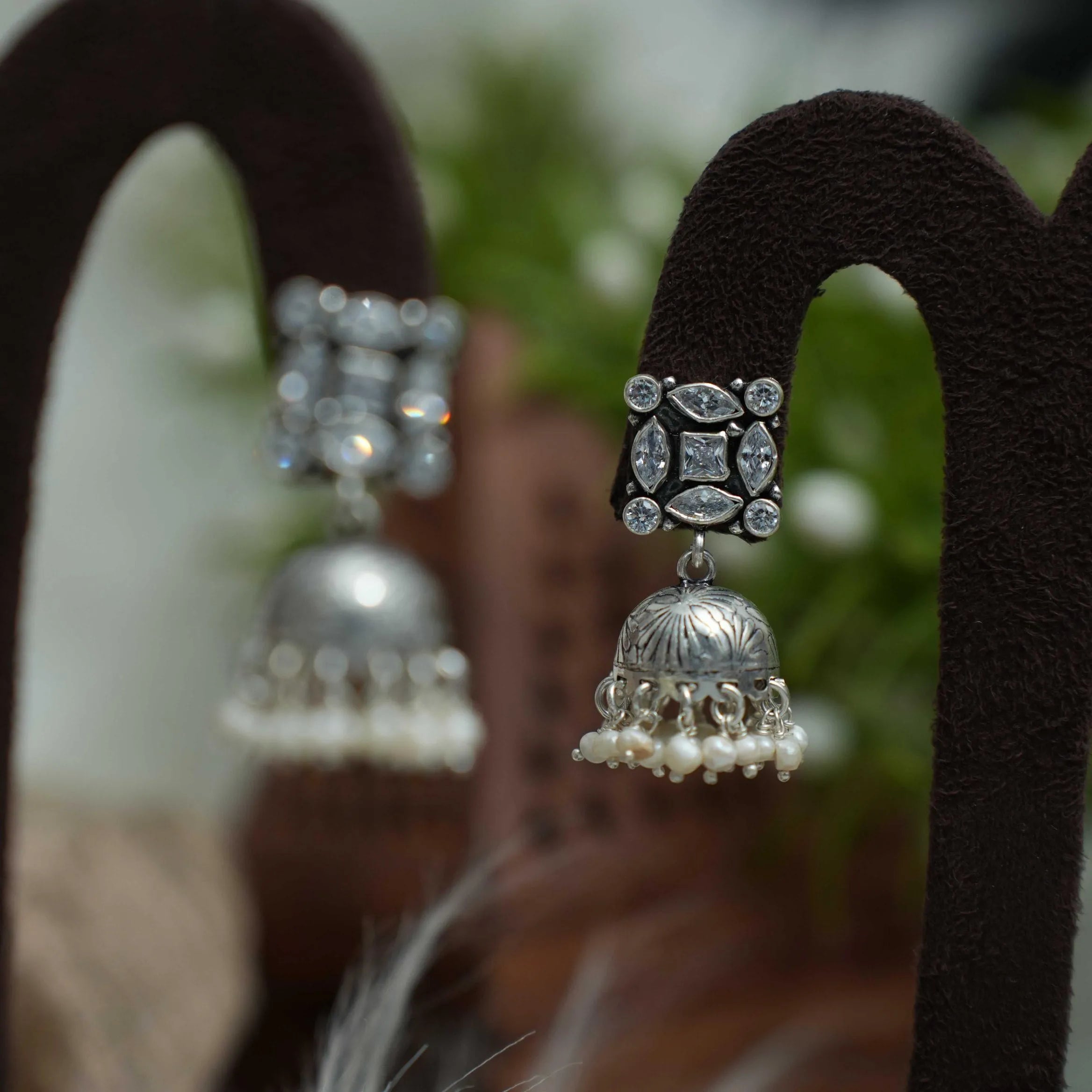 Eesha Silver Jhumka Earrings