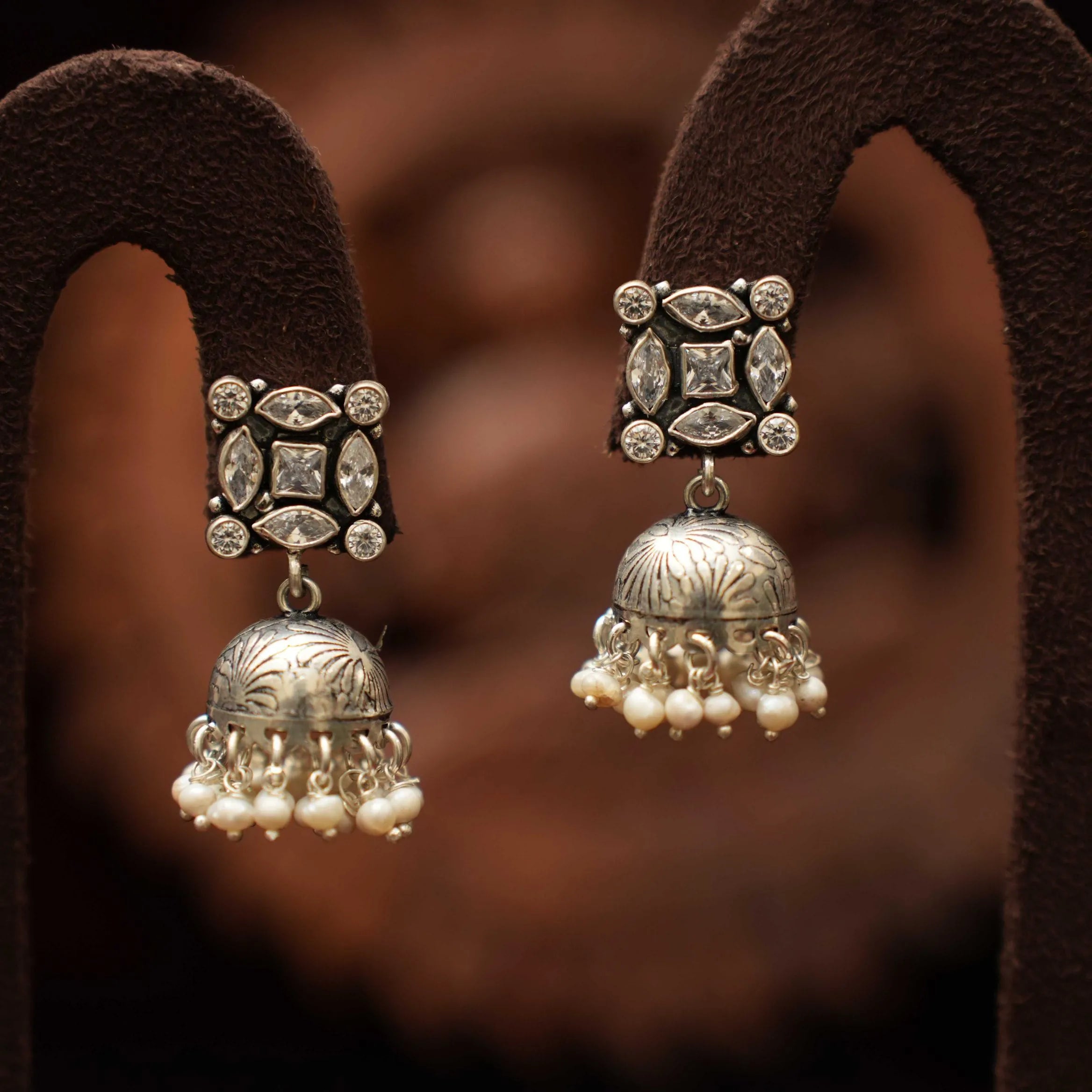 Eesha Silver Jhumka Earrings