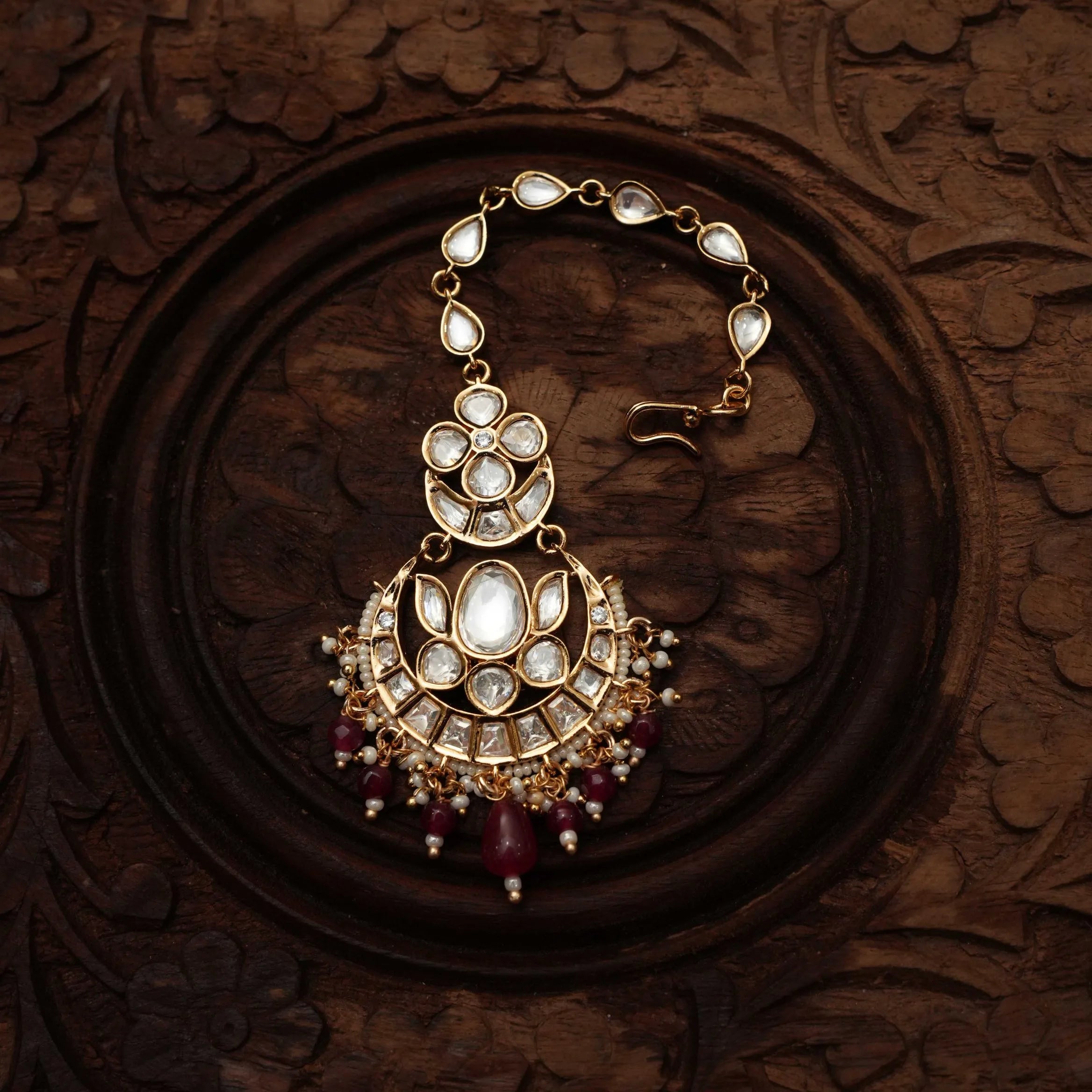 Eisha Polki Tikka - Maroon