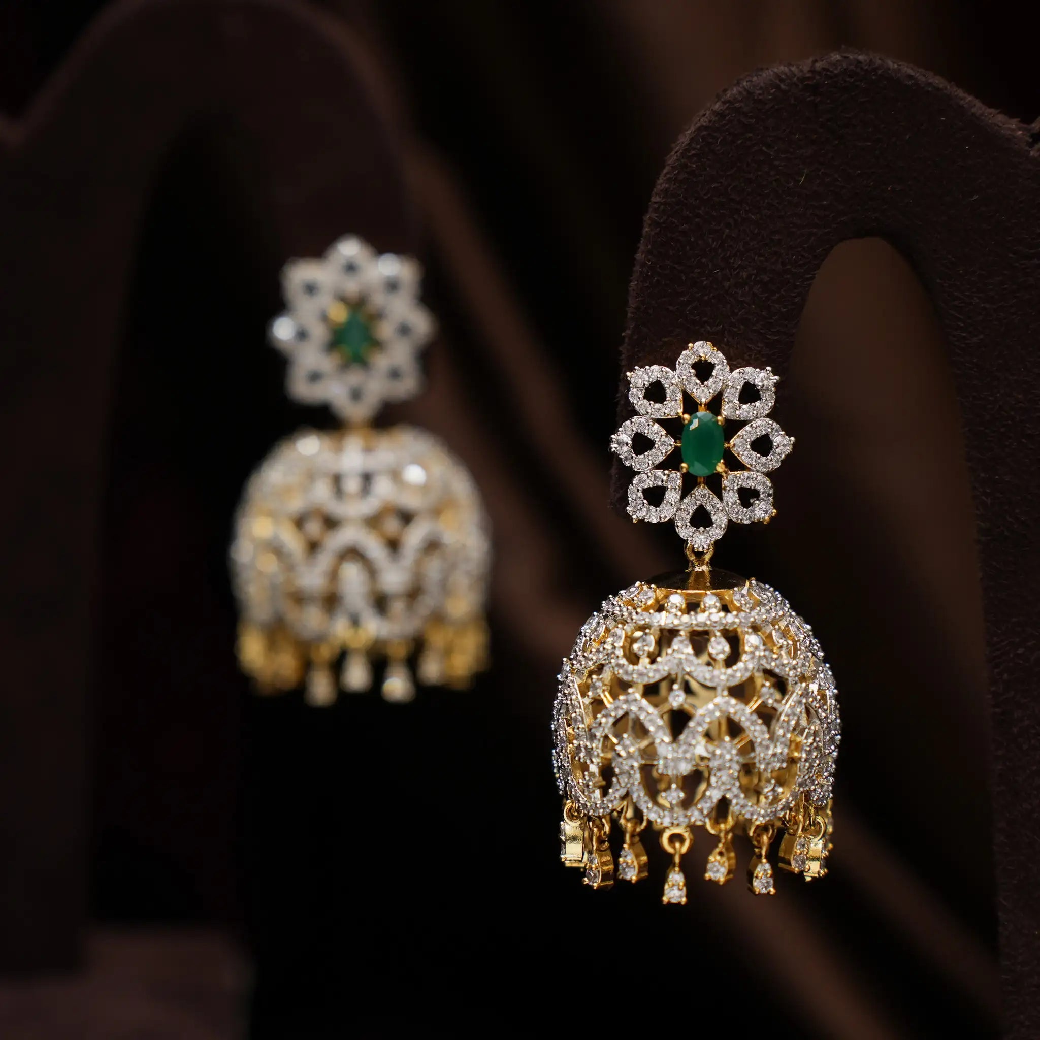 Eliana Zircon Jhumka Earrings - Aven