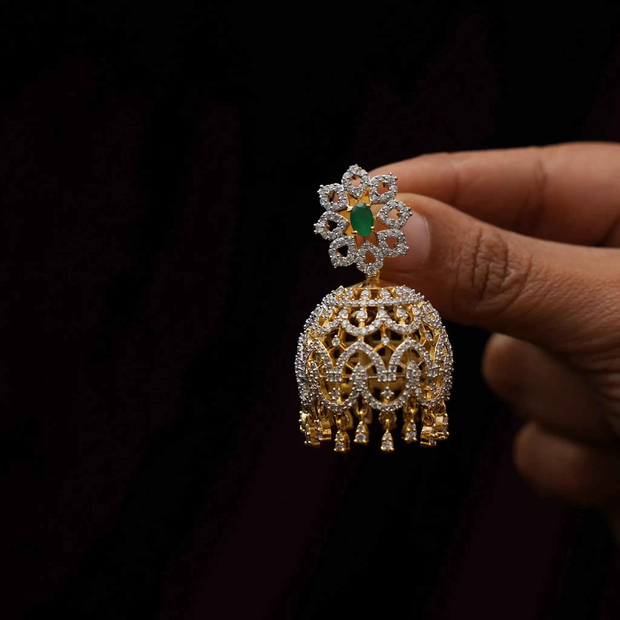 Eliana Zircon Jhumka Earrings - Aven