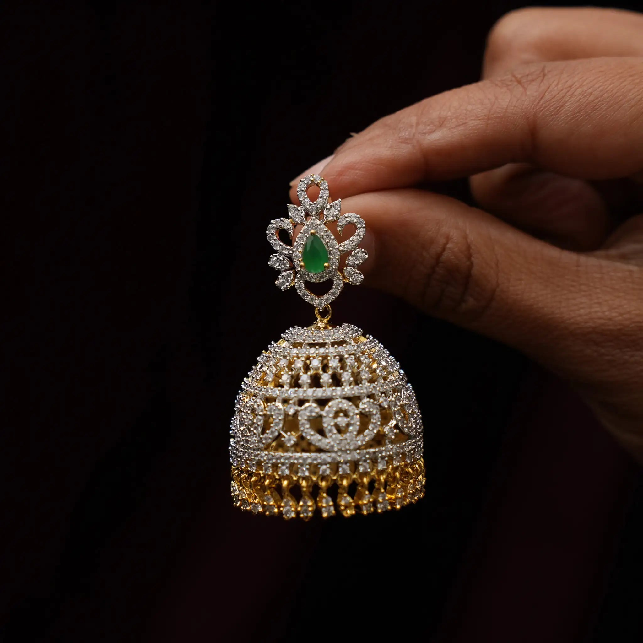 Eliana Zircon Jhumka Earrings - Cora