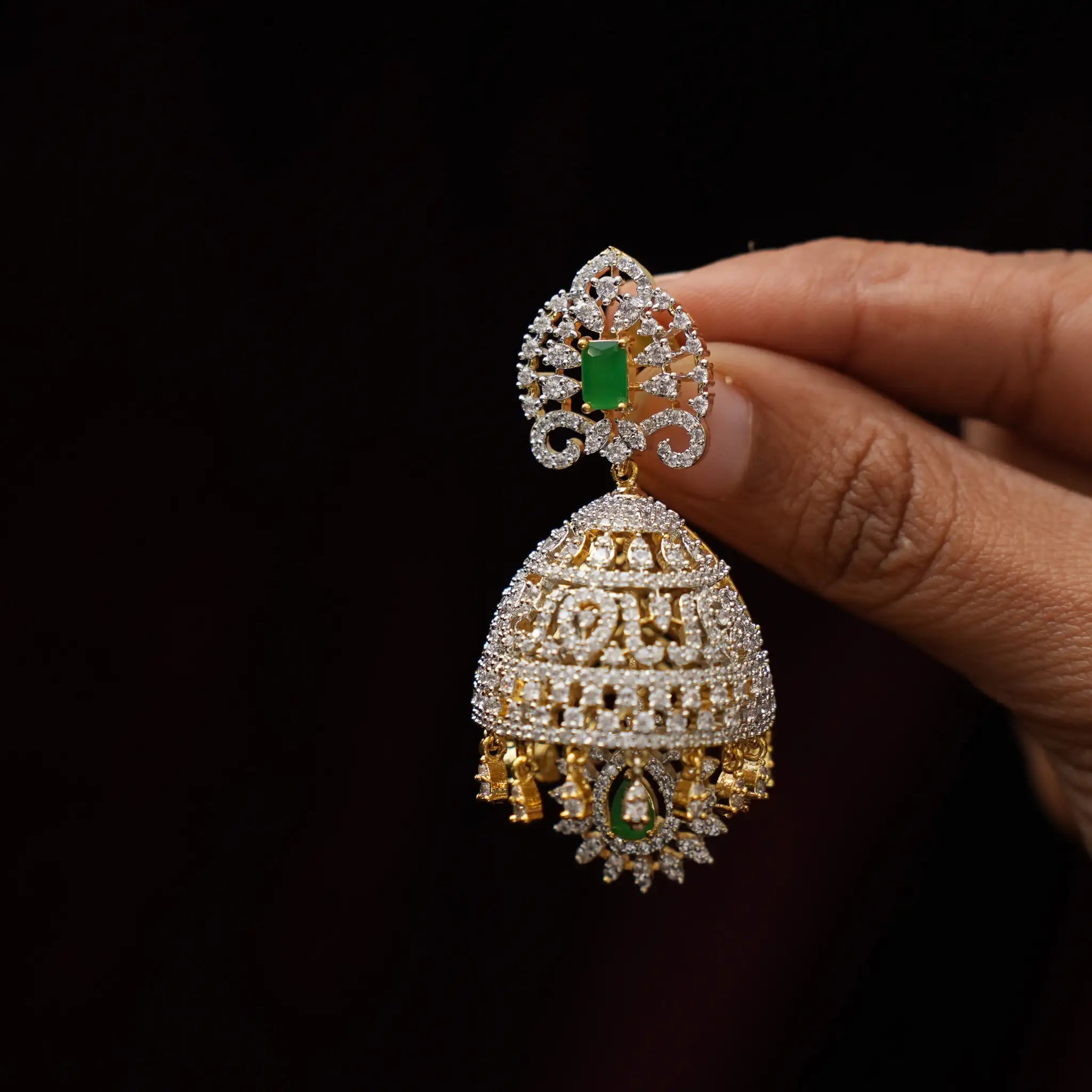 Eliana Zircon Jhumka Earrings - Jacy