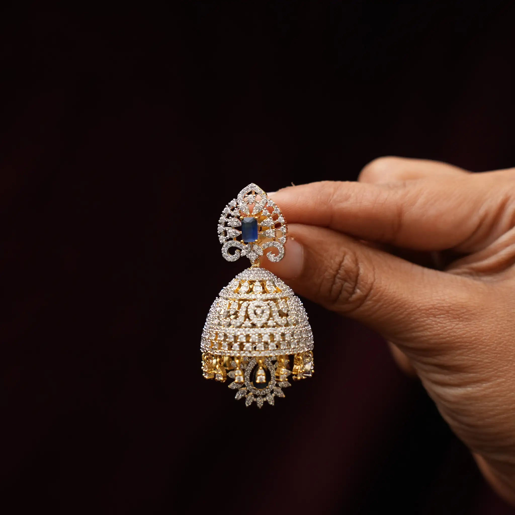 Eliana Zircon Jhumka Earrings - Kay