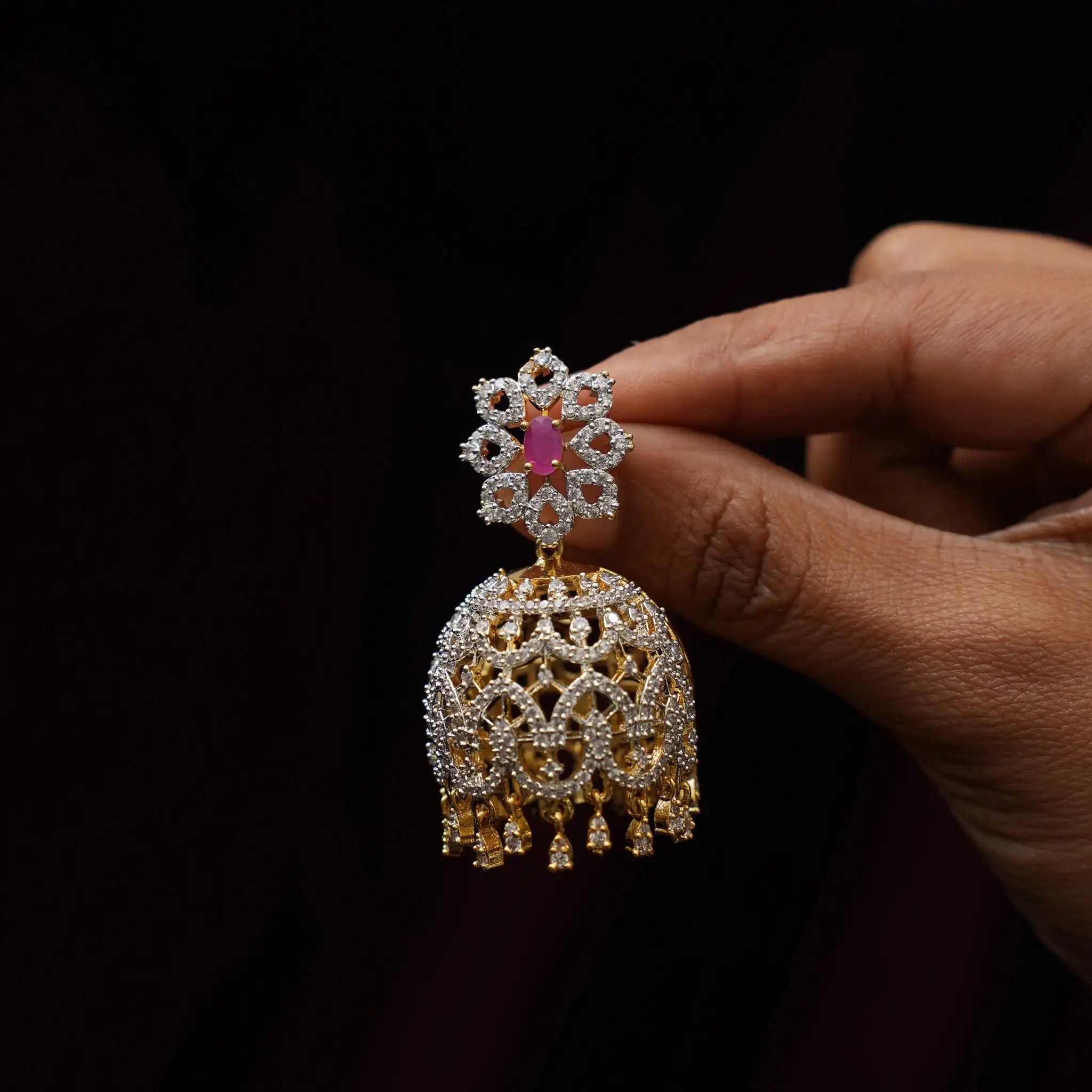Eliana Zircon Jhumka Earrings - Tate