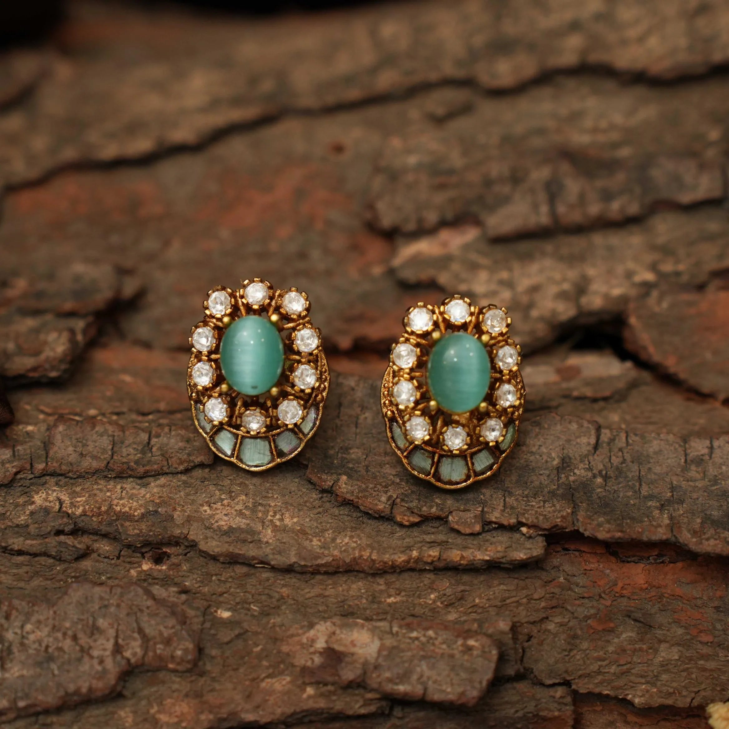 Ellie Polki Ear Stud - Pastel Green