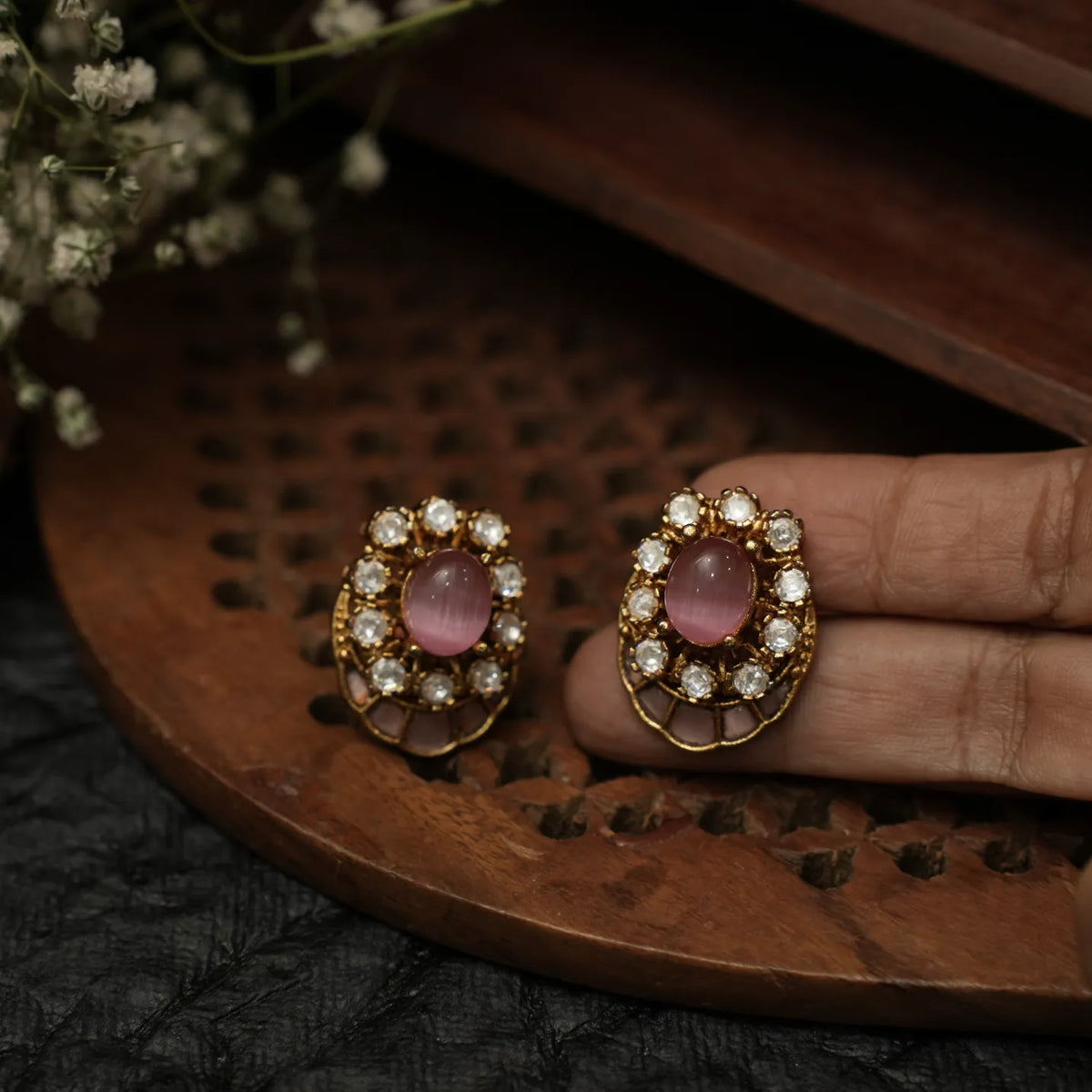 Ellie Polki Ear Stud - Pastel Pink