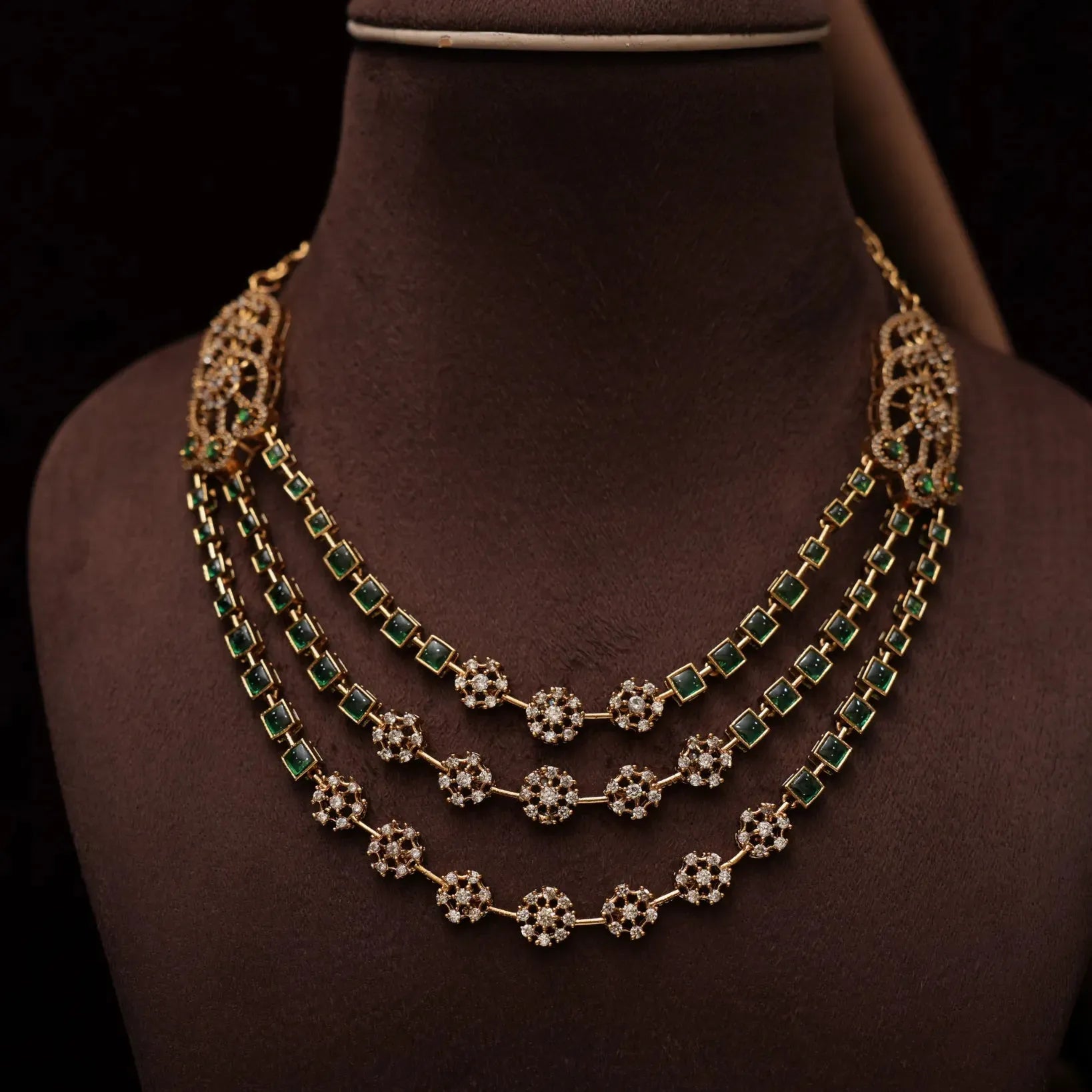 Eraya Zircon Layered Necklace - Green