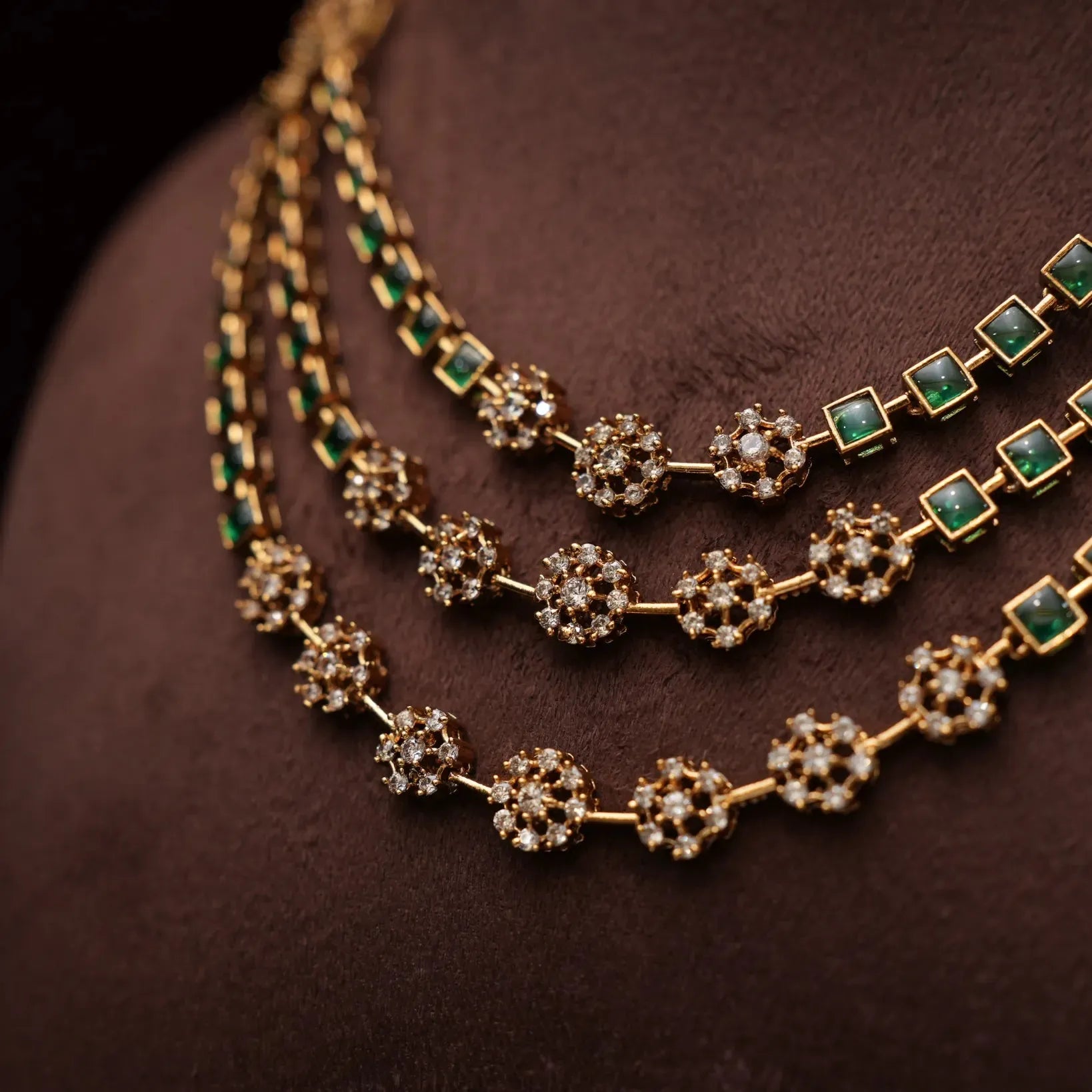 Eraya Zircon Layered Necklace - Green