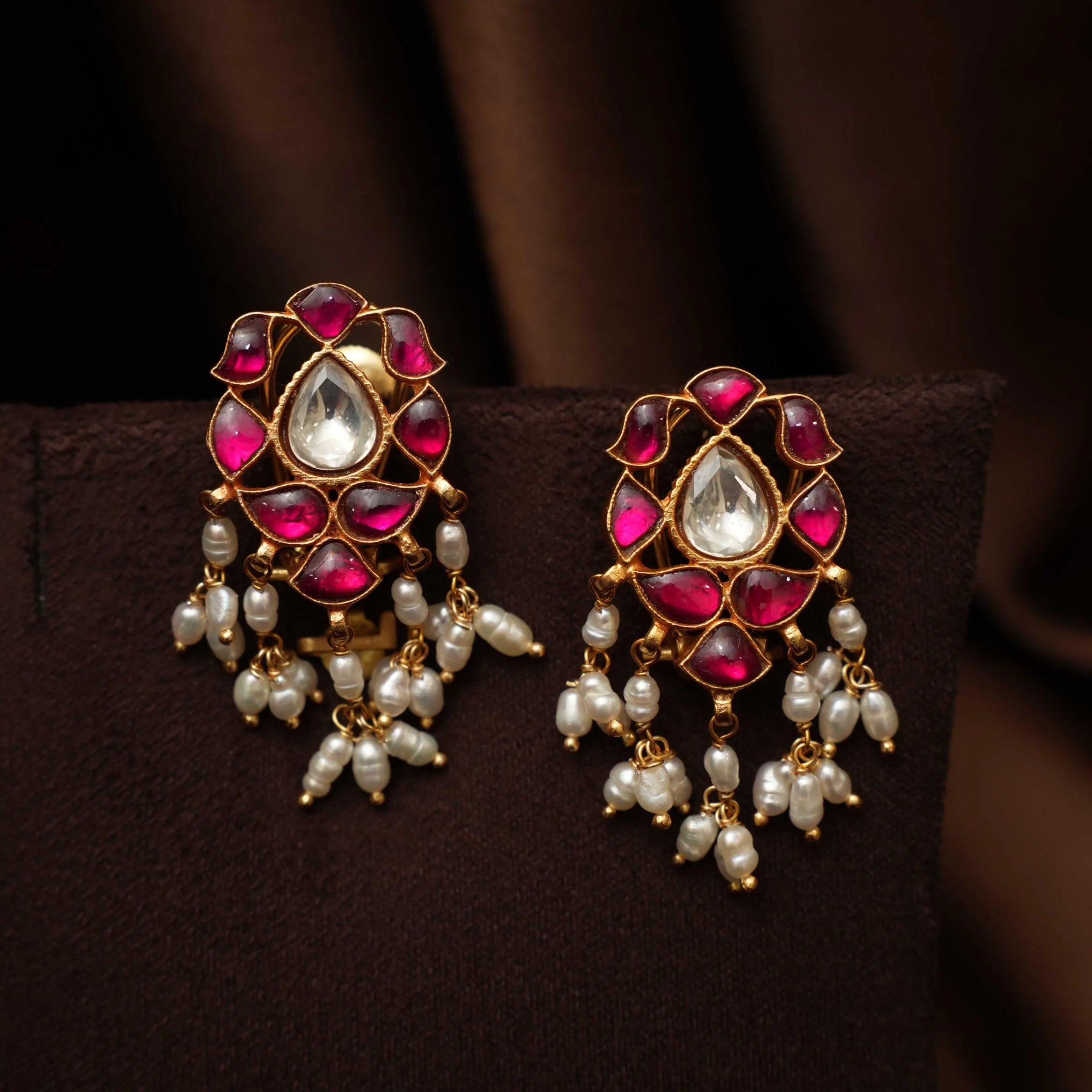 Erisha Silver Earrings - Red