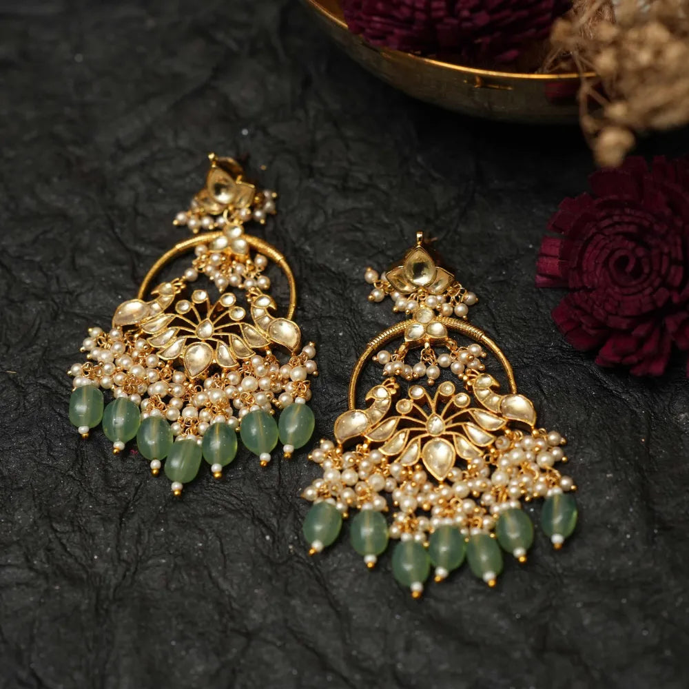 Eshana Chandbali Earrings - Green