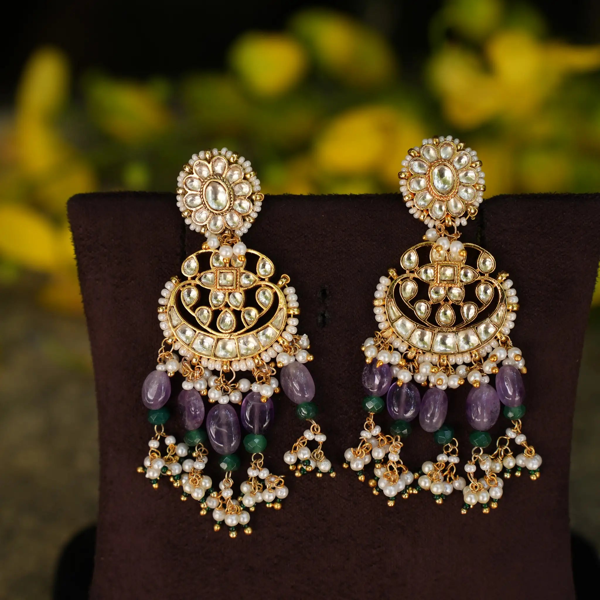 Eshita Polki Chandbali Earrings